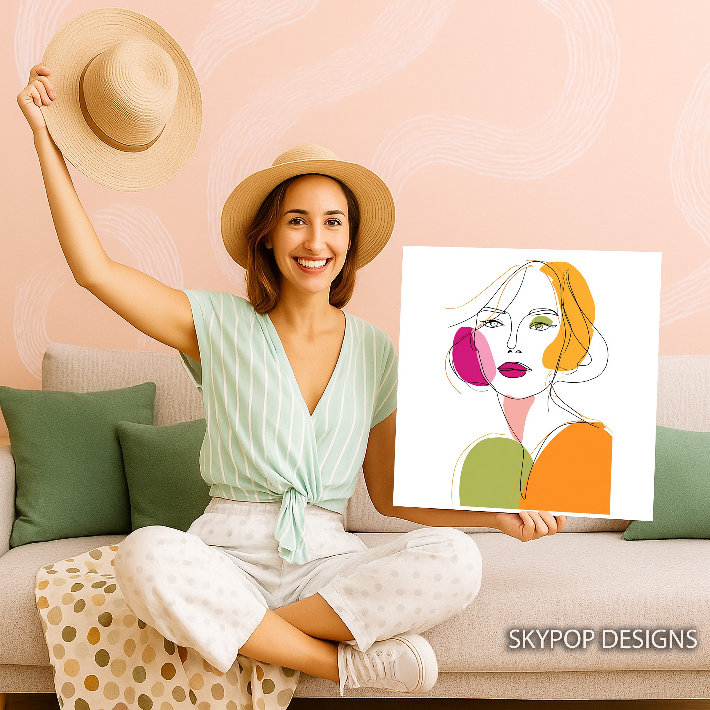 9.jpg Colorful Line Art Face Art