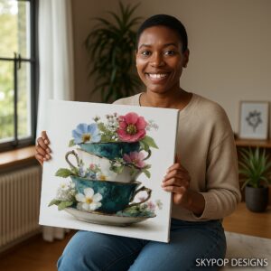 Vintage Teacup Floral Art
