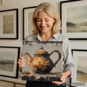 Vintage Teapot With Roses Art