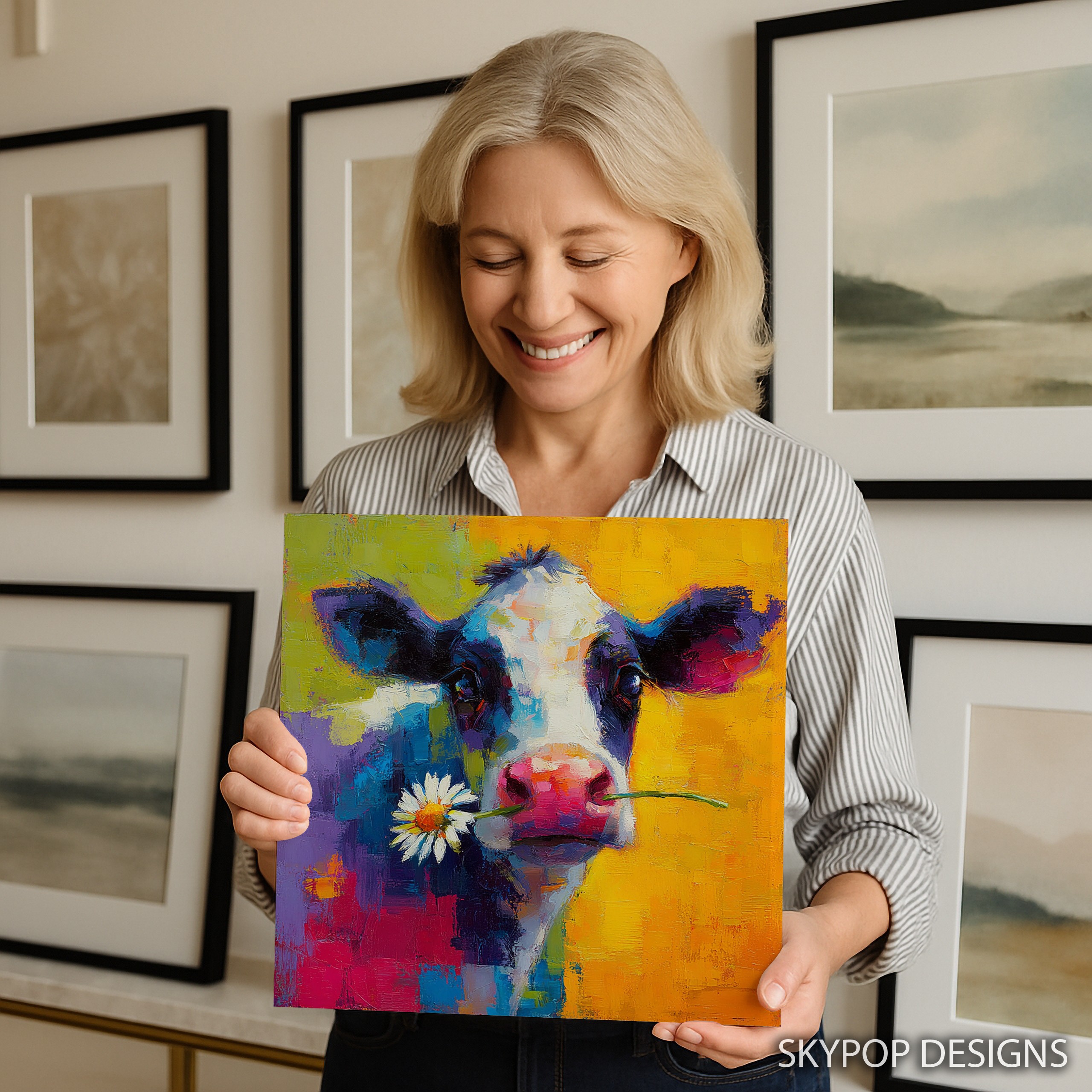 9.jpg Colorful Cow Art