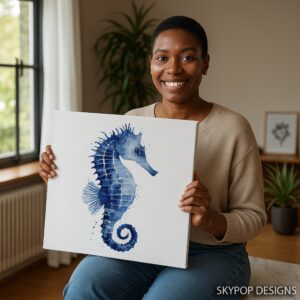Blue Seahorse Art