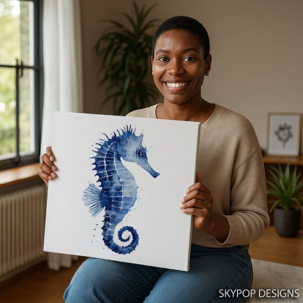 Blue Seahorse Art