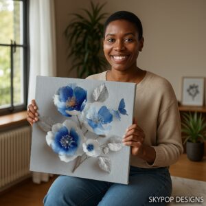 Blue Poppy Butterfly Art