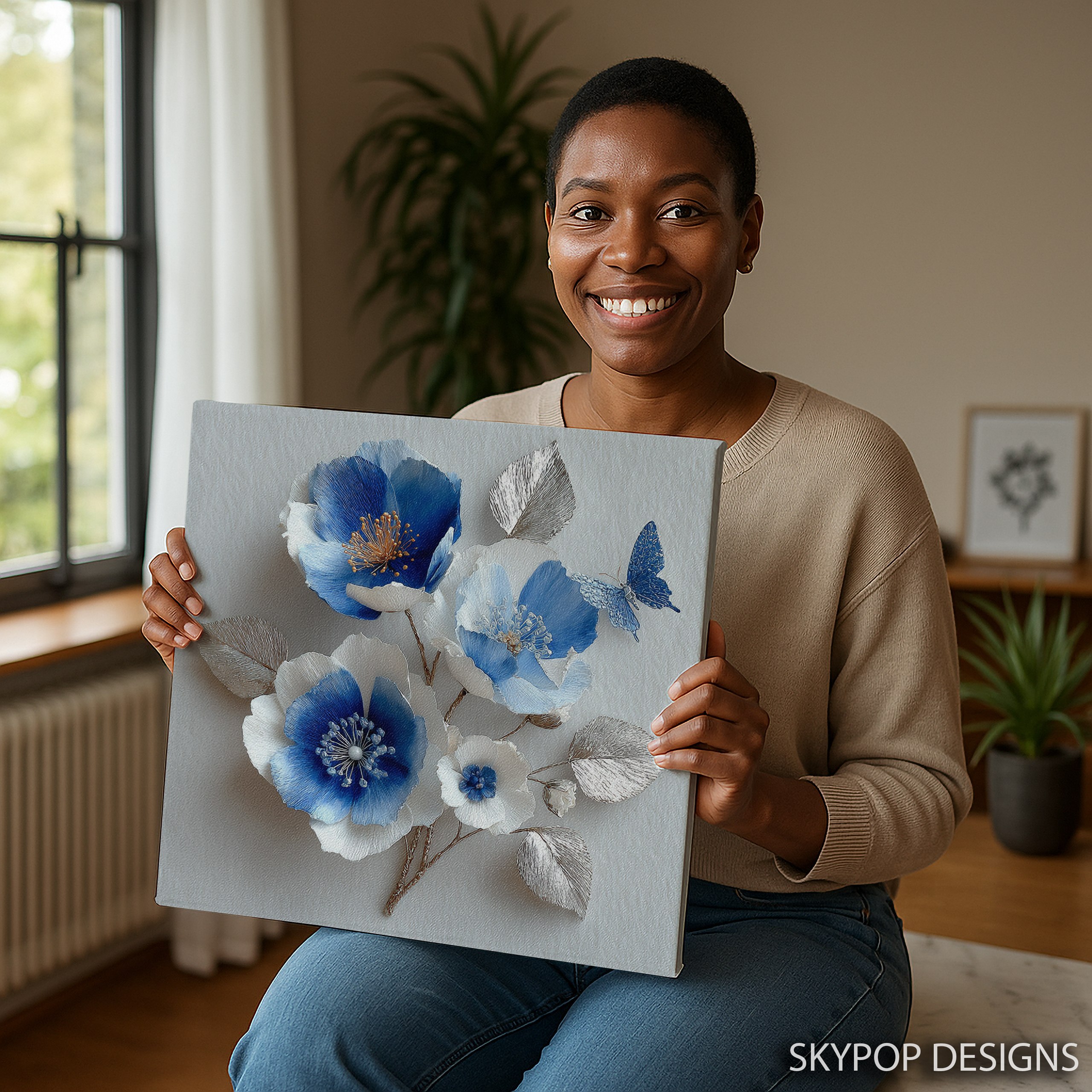 9.jpg Blue Poppy Butterfly Art