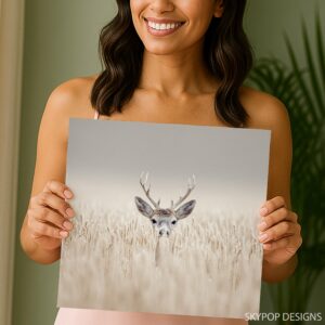 Deer in Wheat Field Art