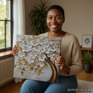 Golden Blossom Tree Art