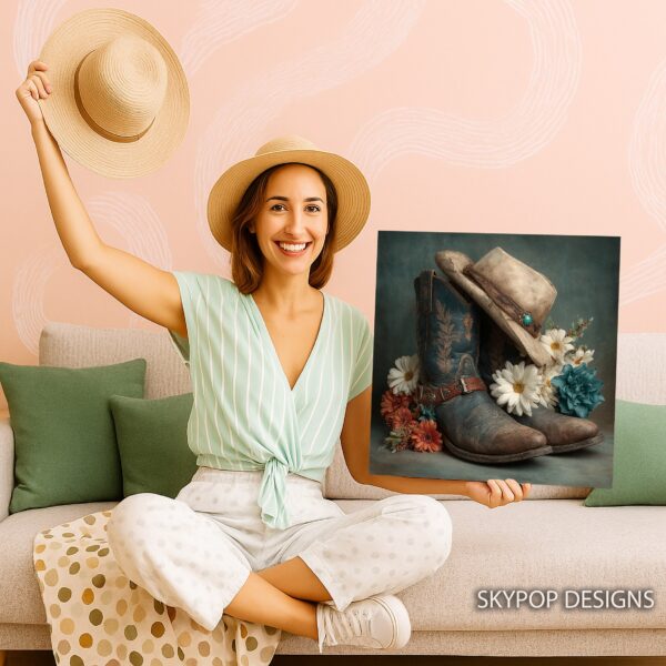 Cowboy Boots and Hat Art