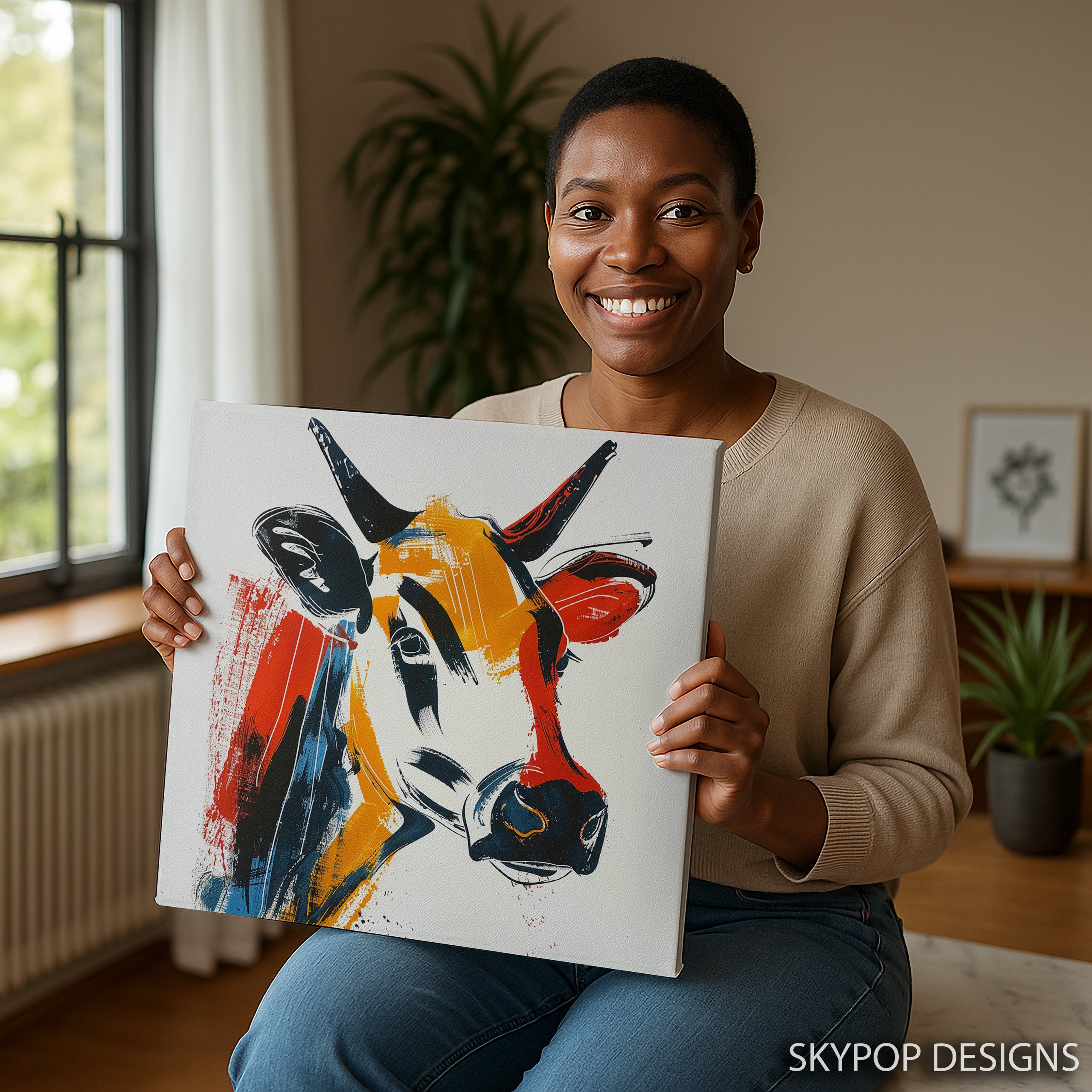 9.jpg Colorful Cow Art