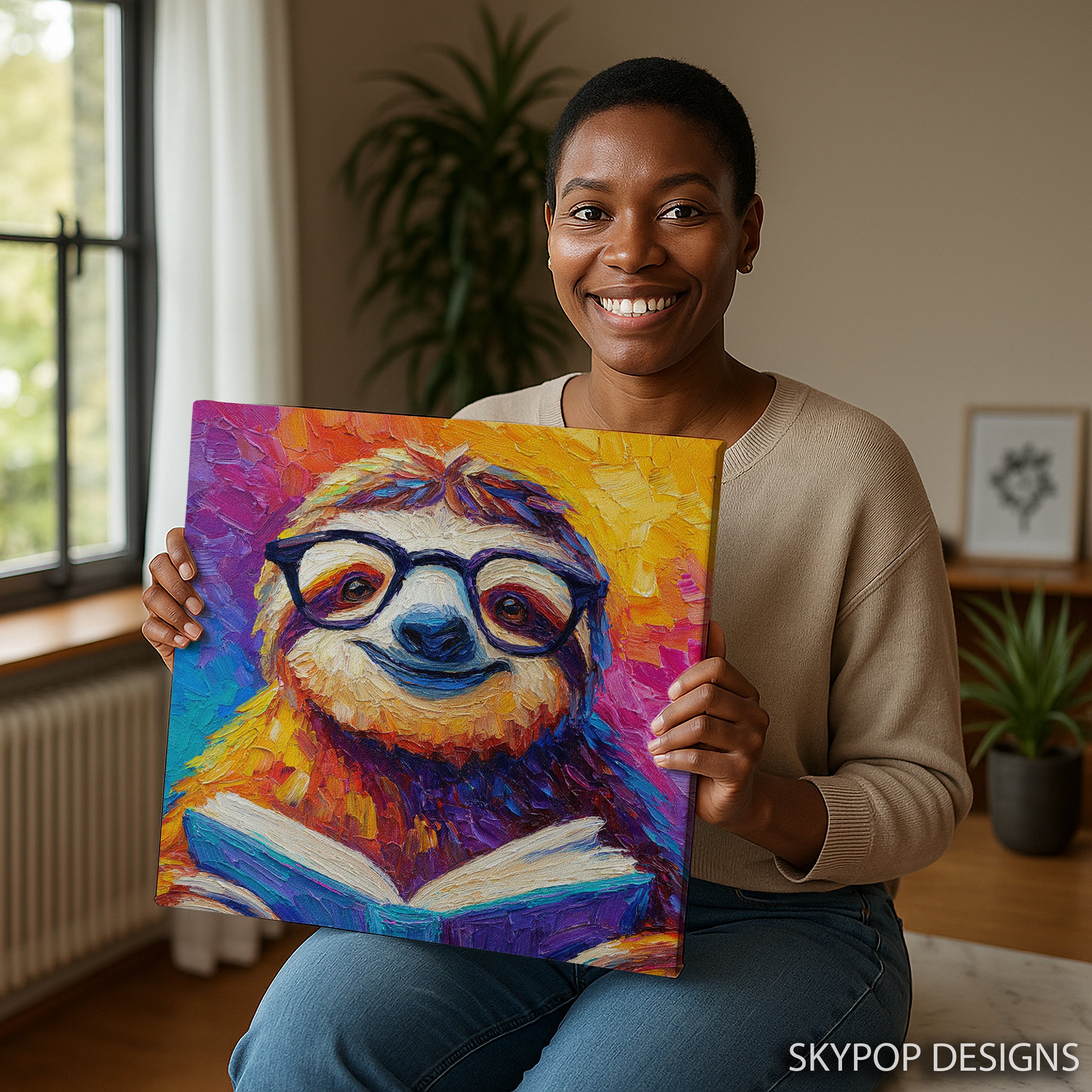 9.jpg Sloth Reading Art