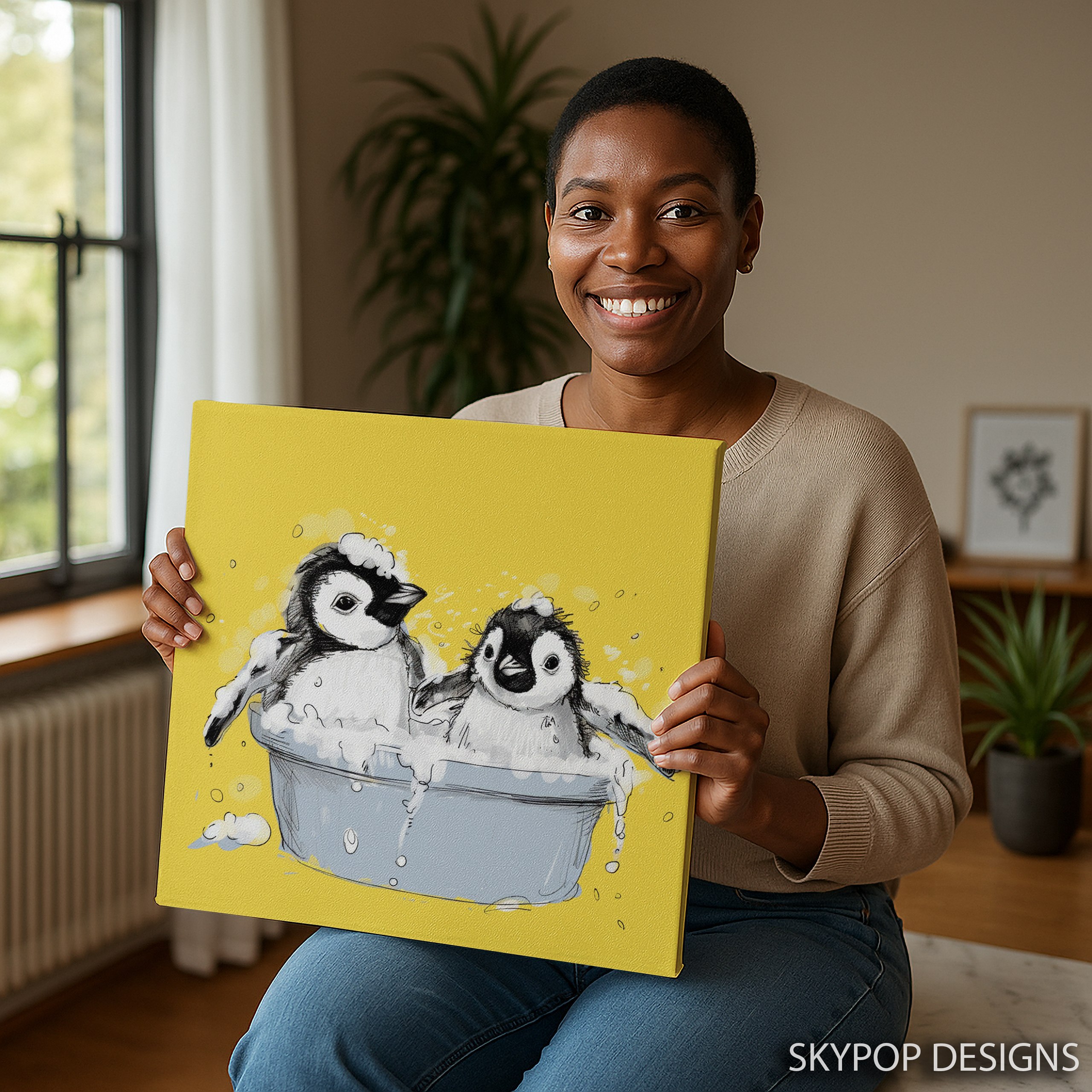 9.jpg Penguin Bath Time Art