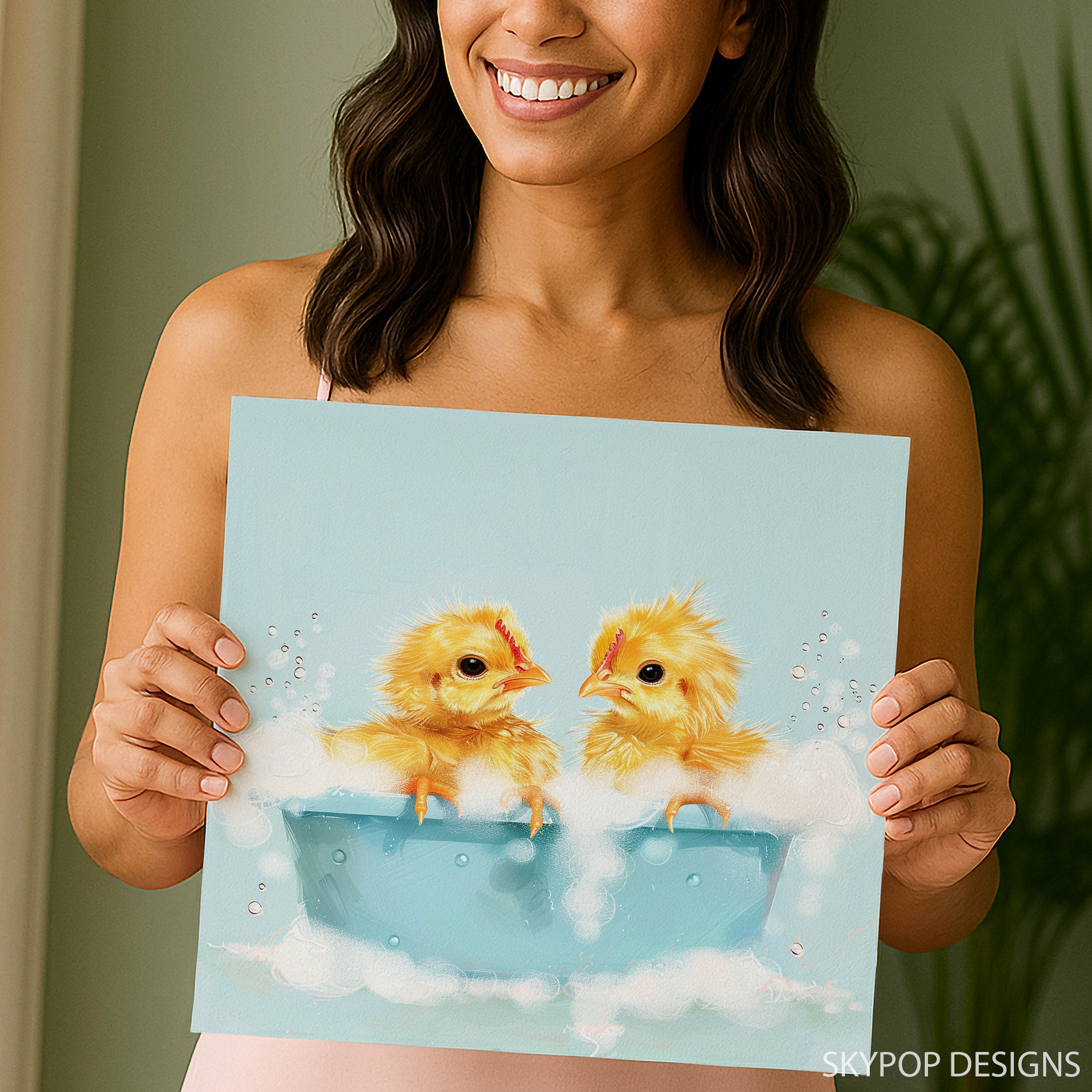 9.jpg Baby Chicks Bath Time Art