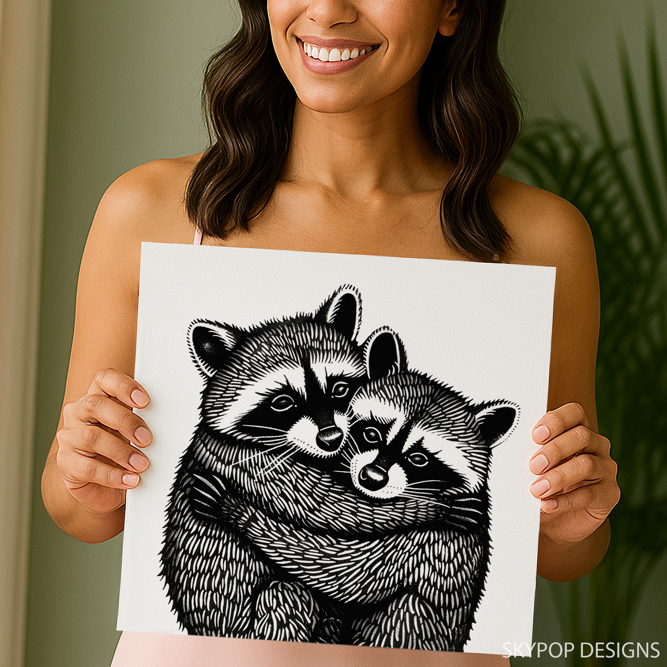 9.jpg Raccoon Cuddle Art