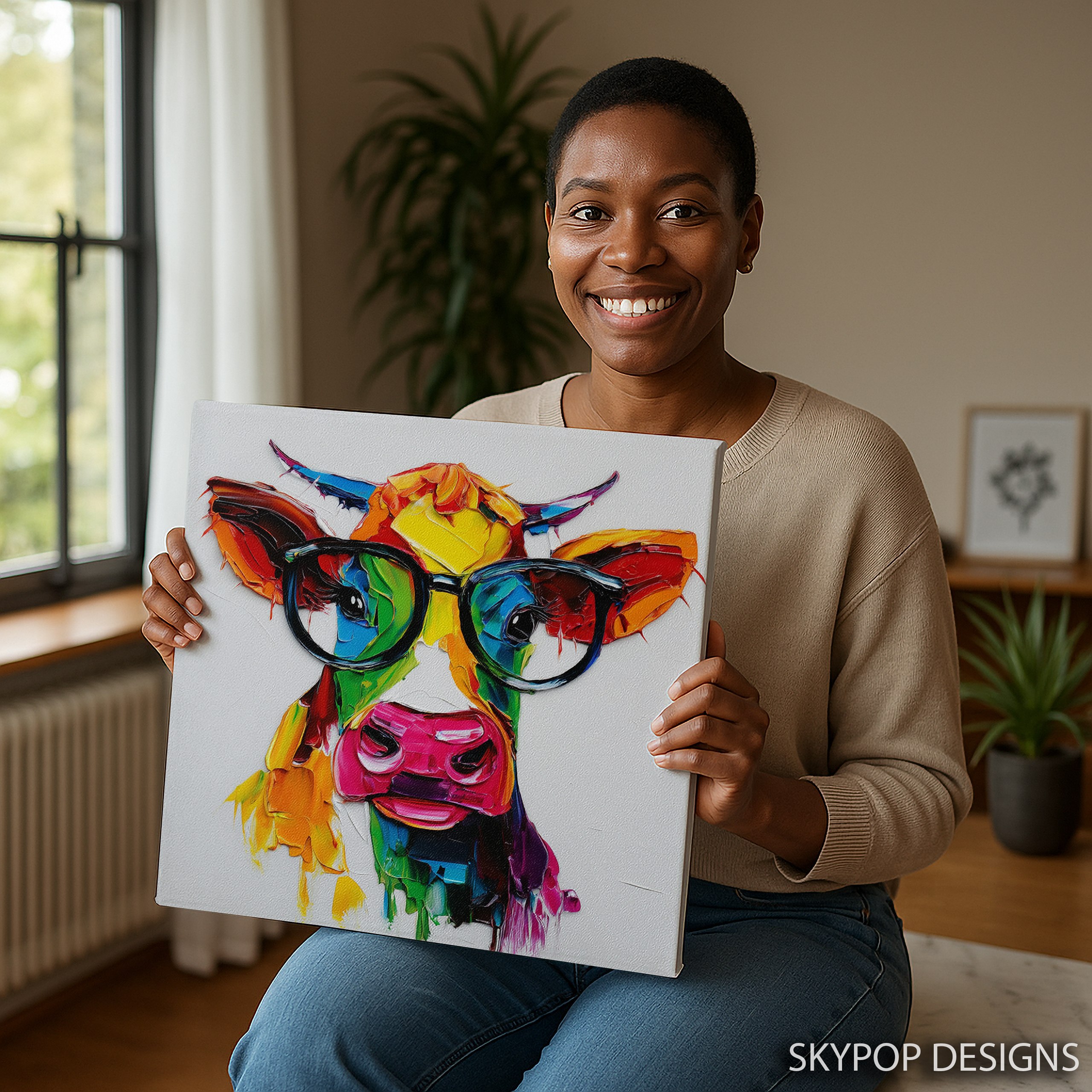 9.jpg Colorful Cow Art