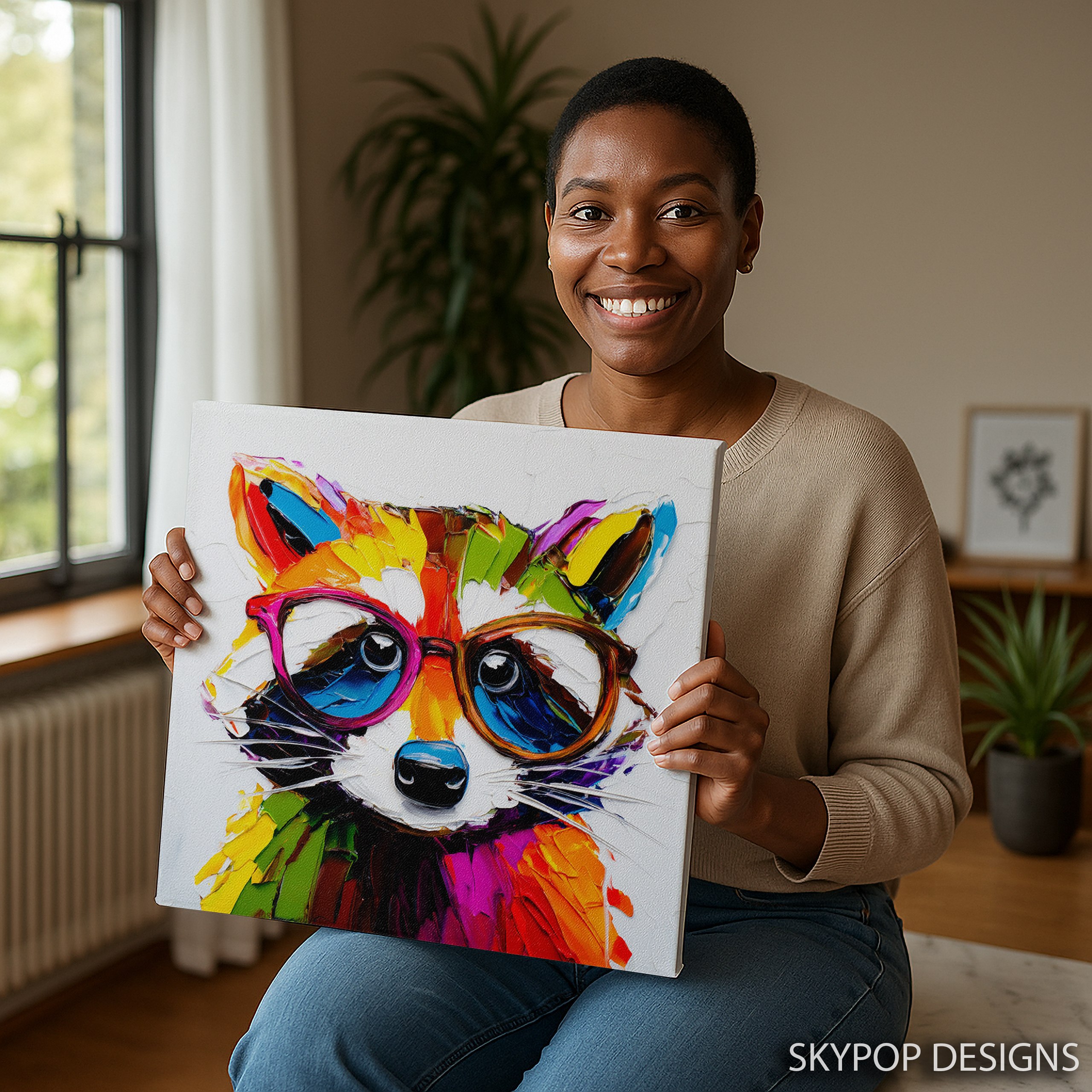 9.jpg Colorful Raccoon Art