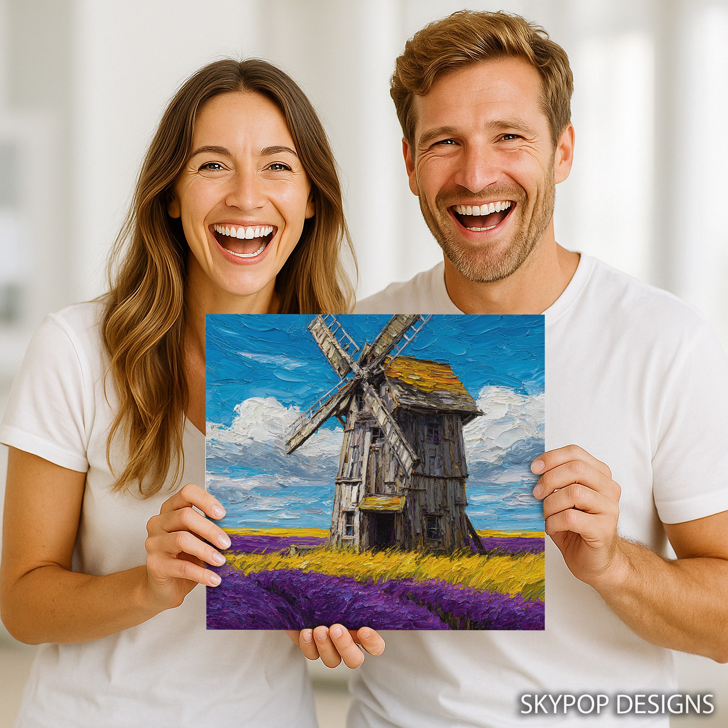 9.jpg Windmill Lavender Field Art