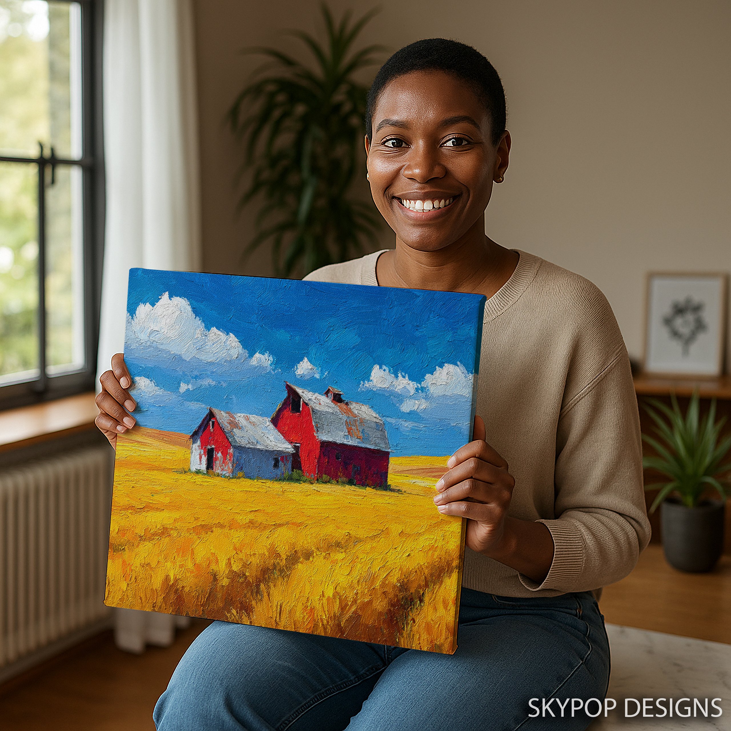 9.jpg Red Barn Wheat Field Art