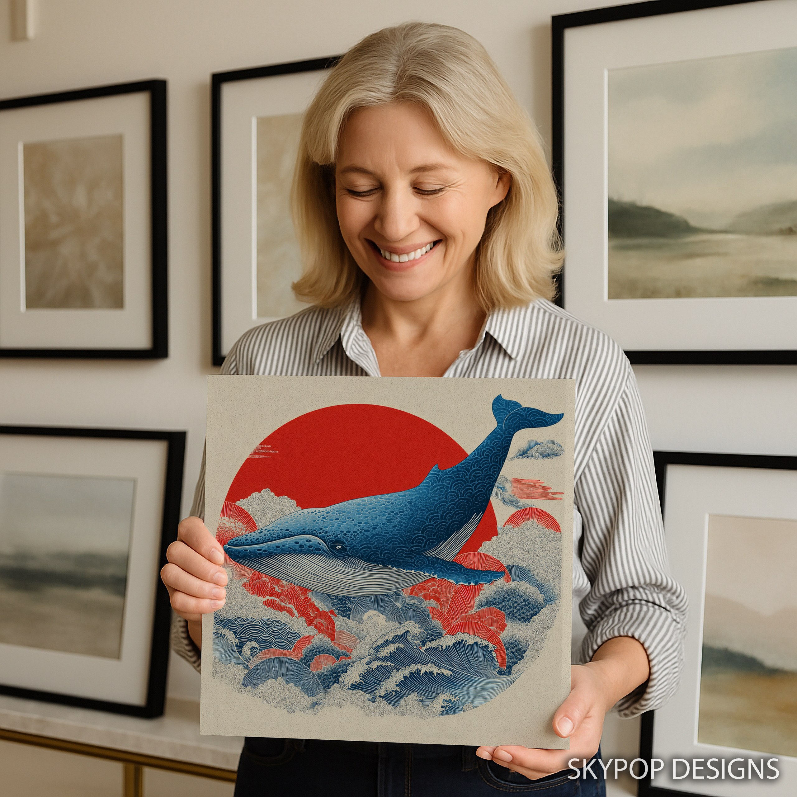 9.jpg Whale Ocean Sunset Art