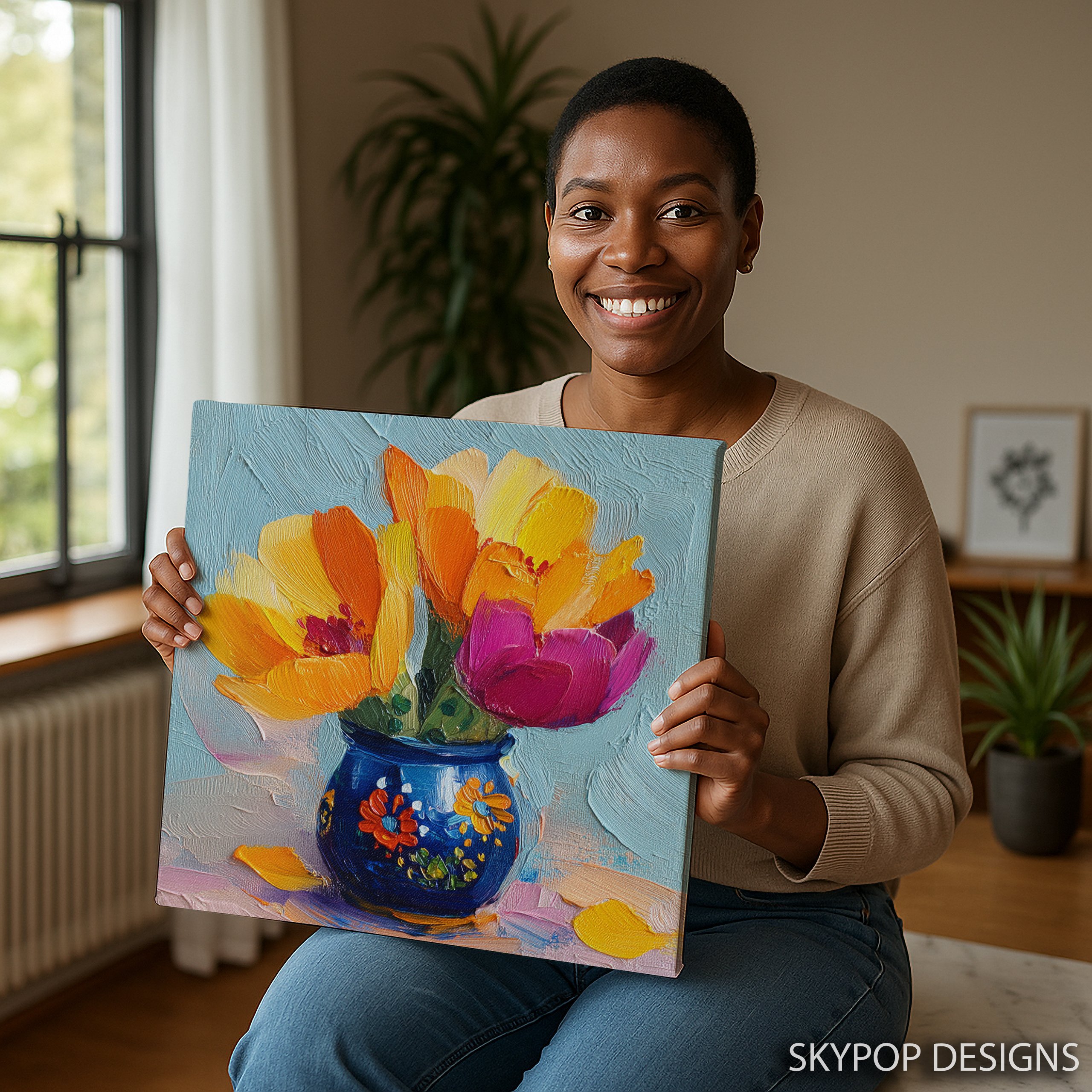 9.jpg Vibrant Tulips in Blue Vase Art