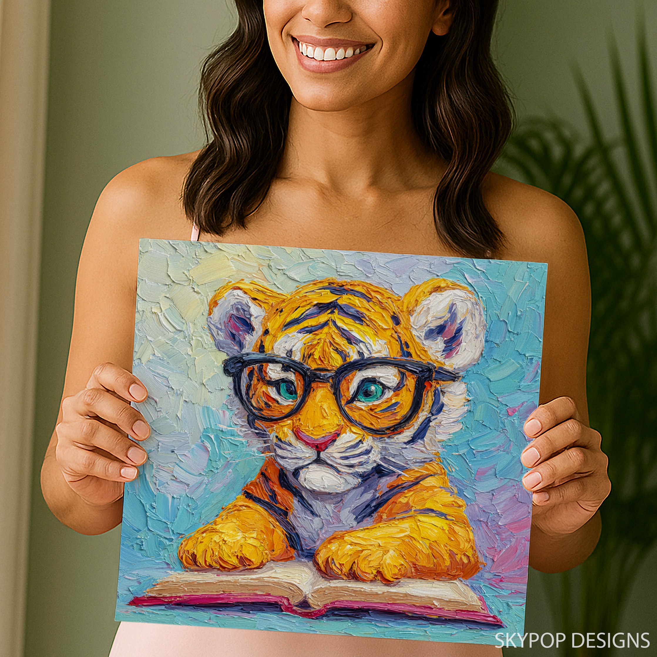 9.jpg Tiger Reading Glasses Art
