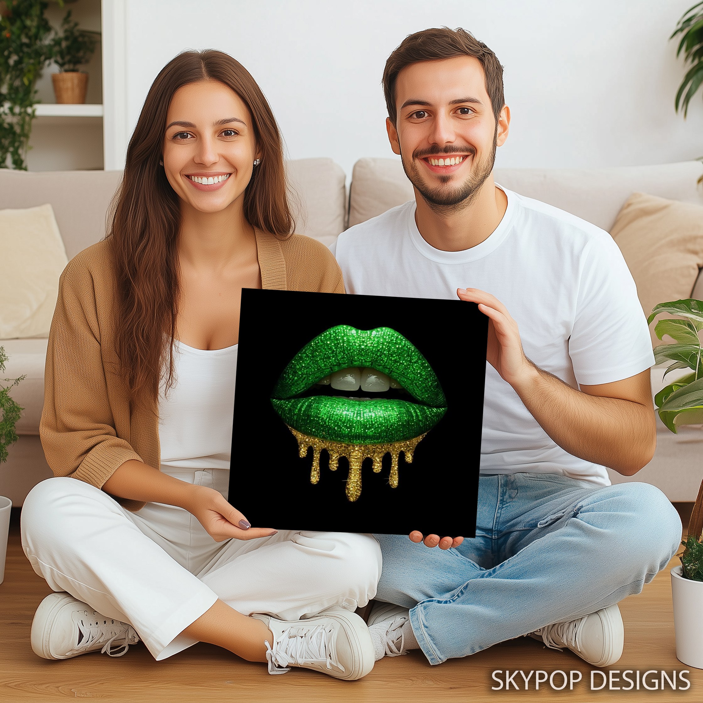 9.jpg Glittery Green Lips Art