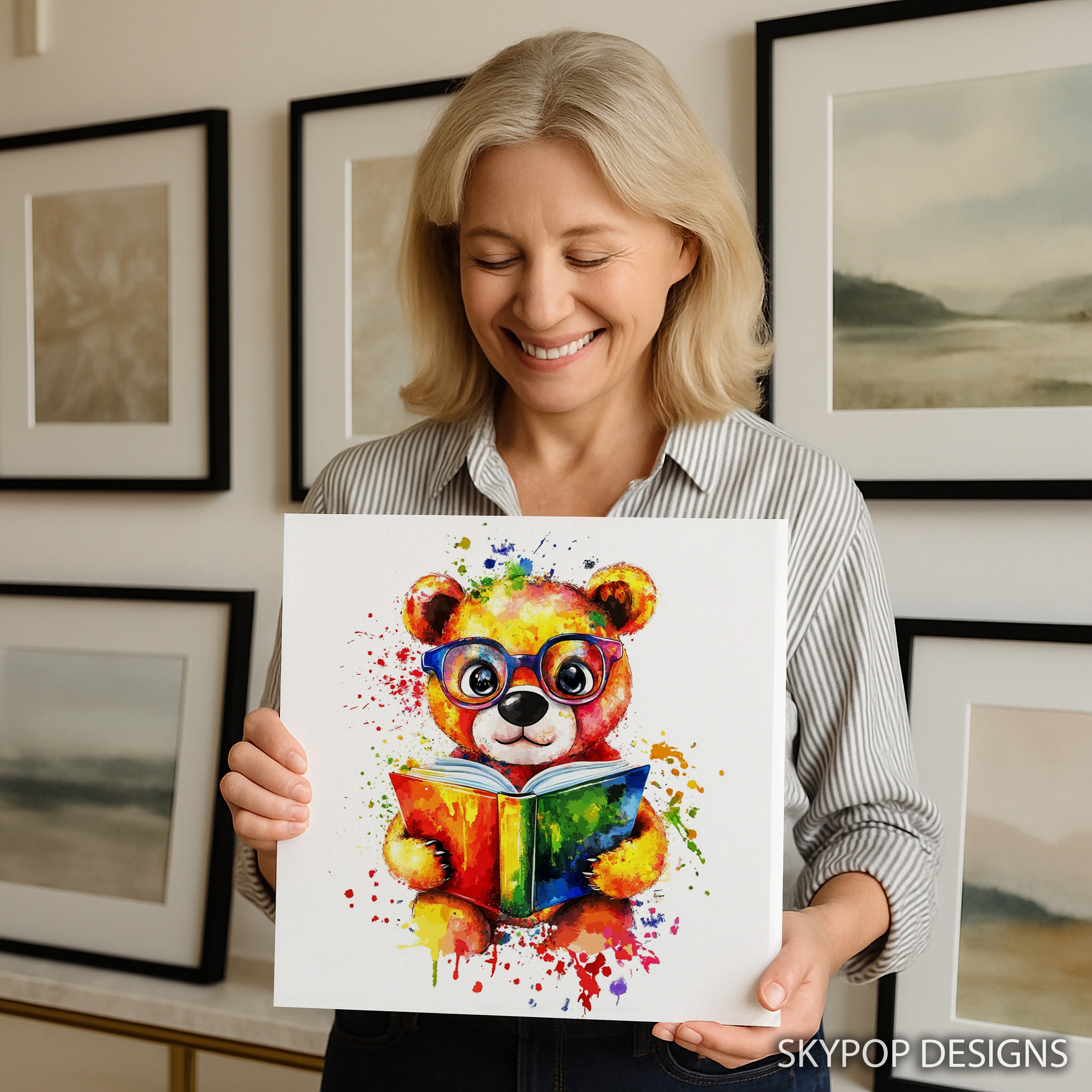 9.jpg Bear Reading Book Art