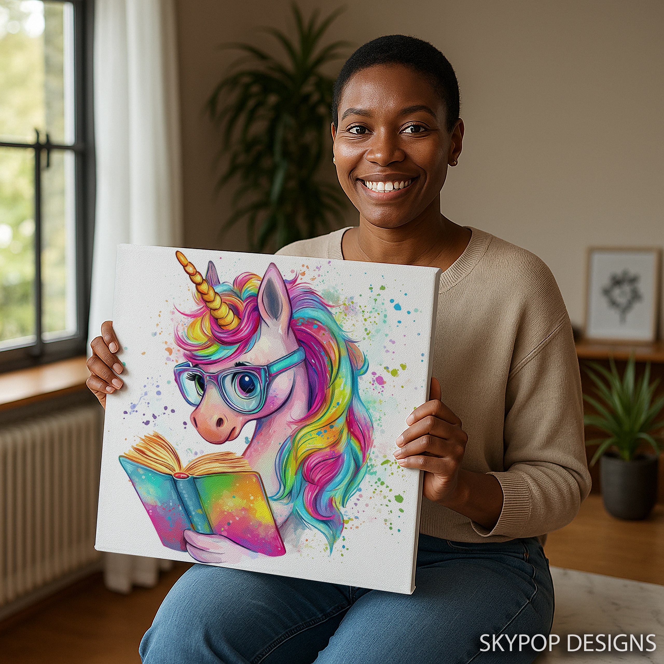 9.jpg Unicorn Reading Book Art
