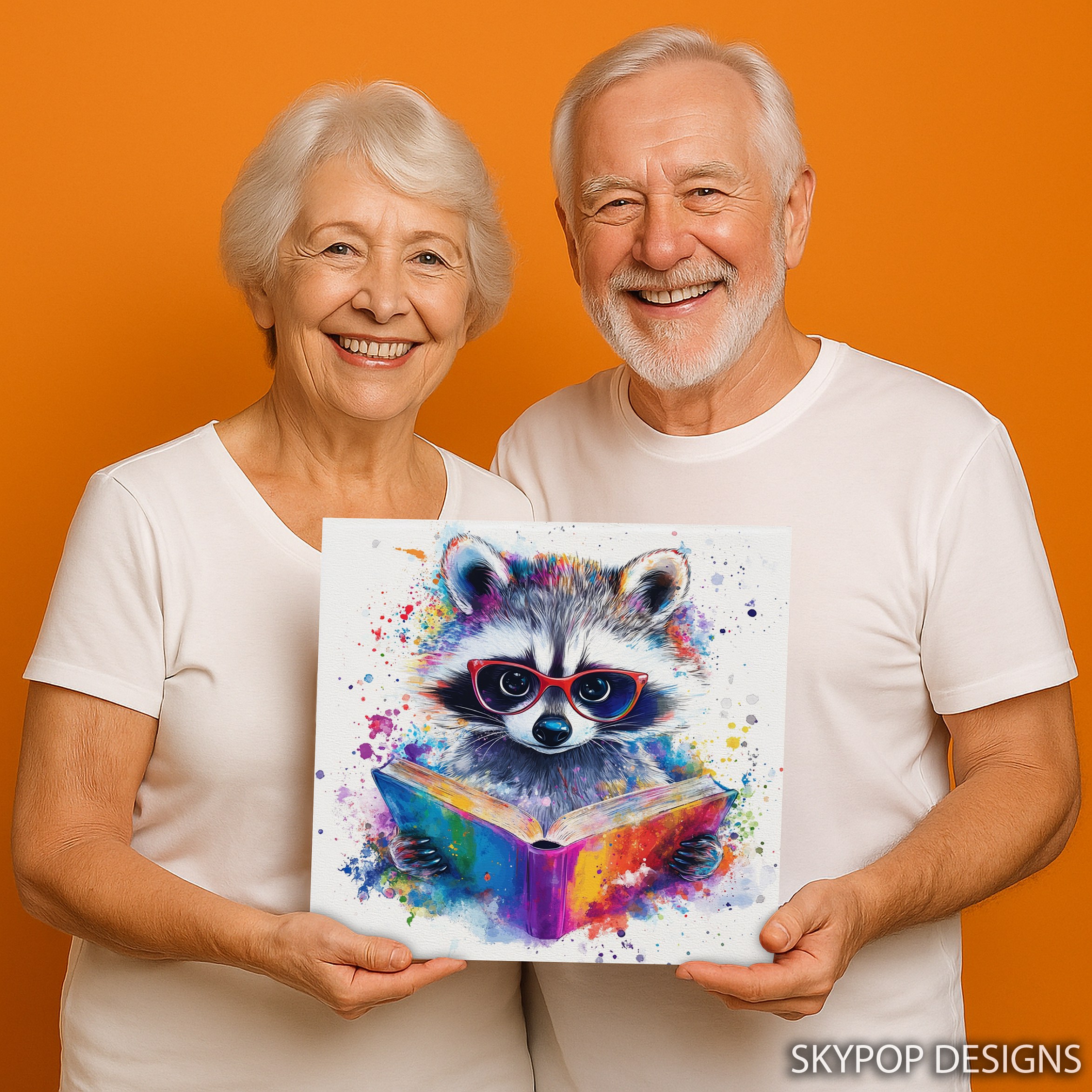 9.jpg Raccoon Reading Art