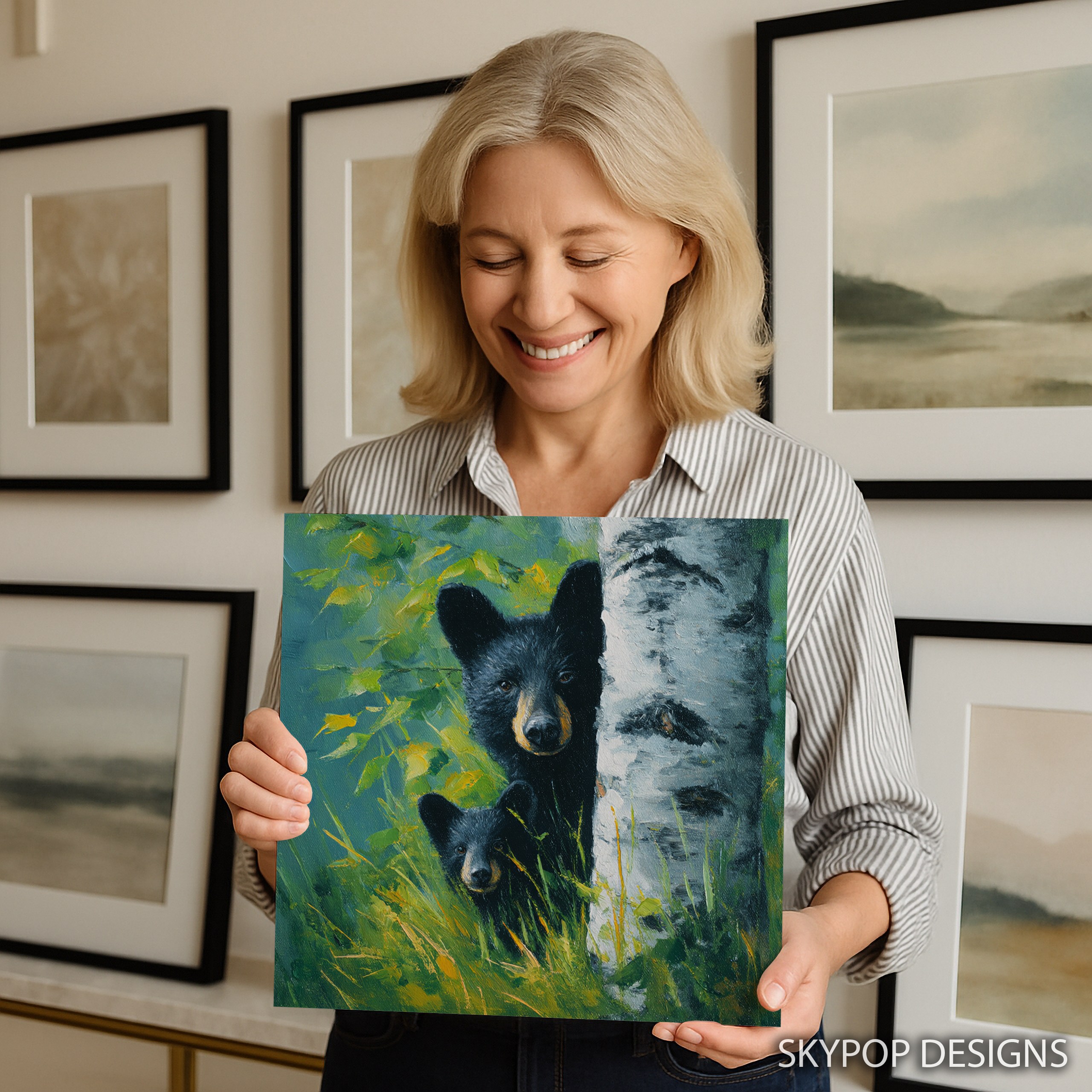 9.jpg Black Bear Family Art