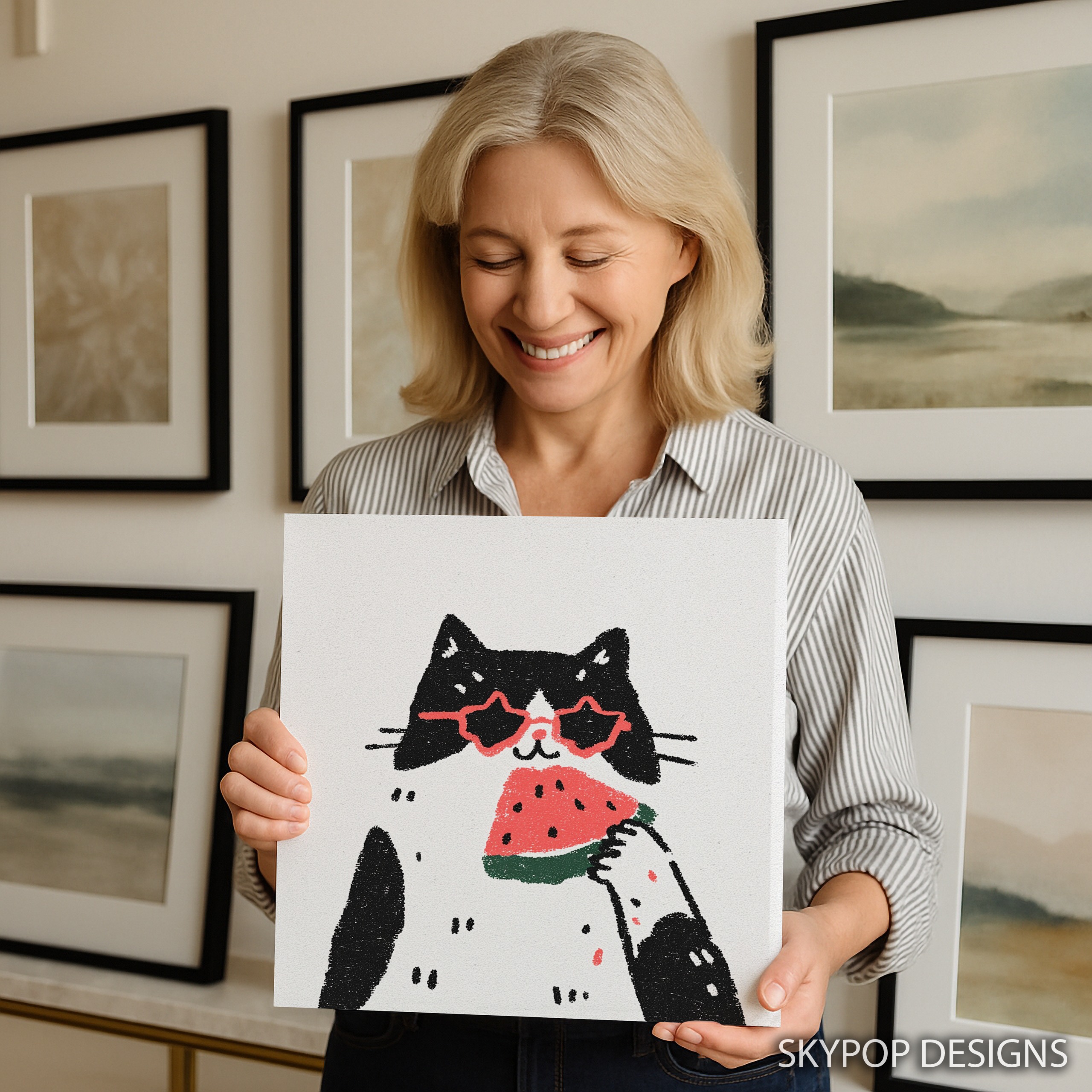 9.jpg Cool Cat Watermelon Art