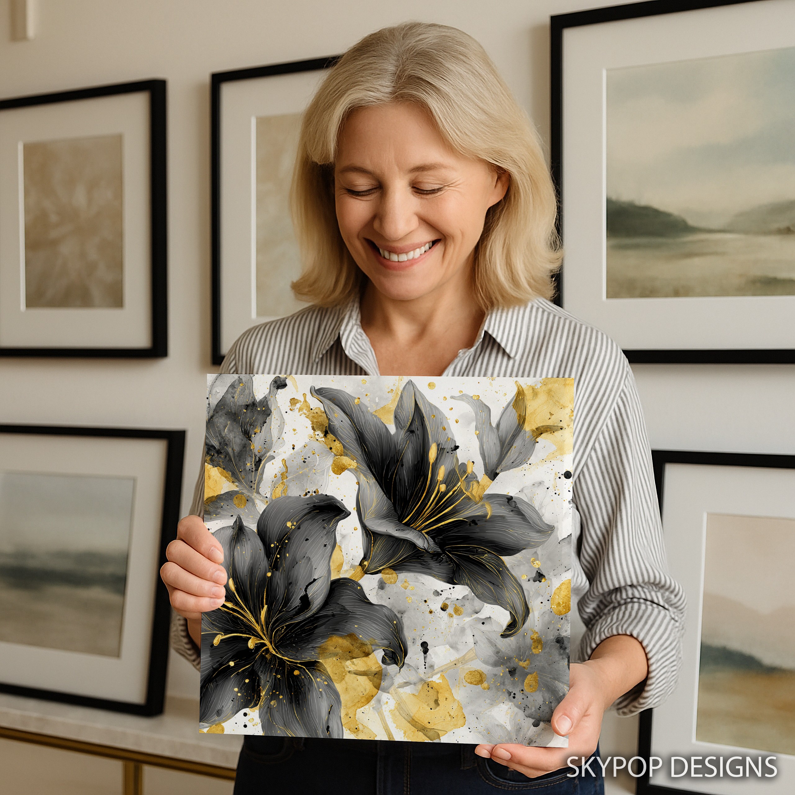 9.jpg Elegant Black and Gold Lily Art