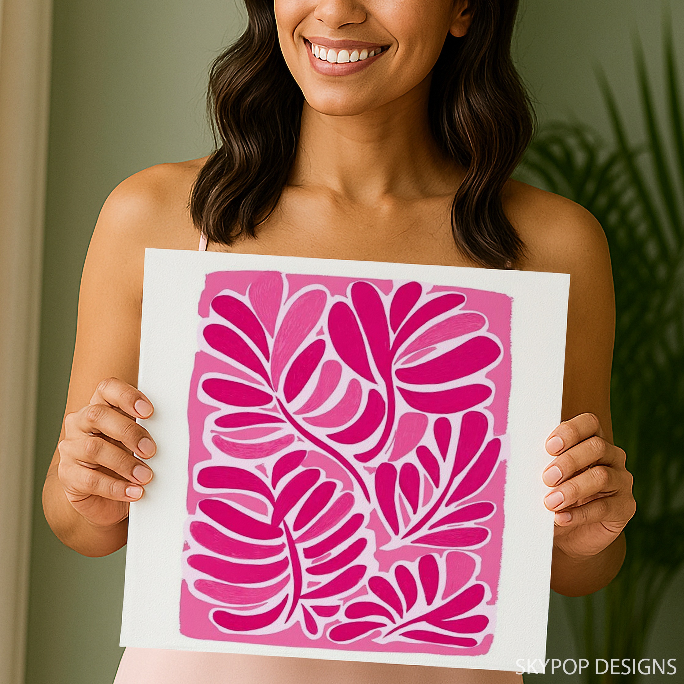 9.jpg Pink Leaf Abstract Art