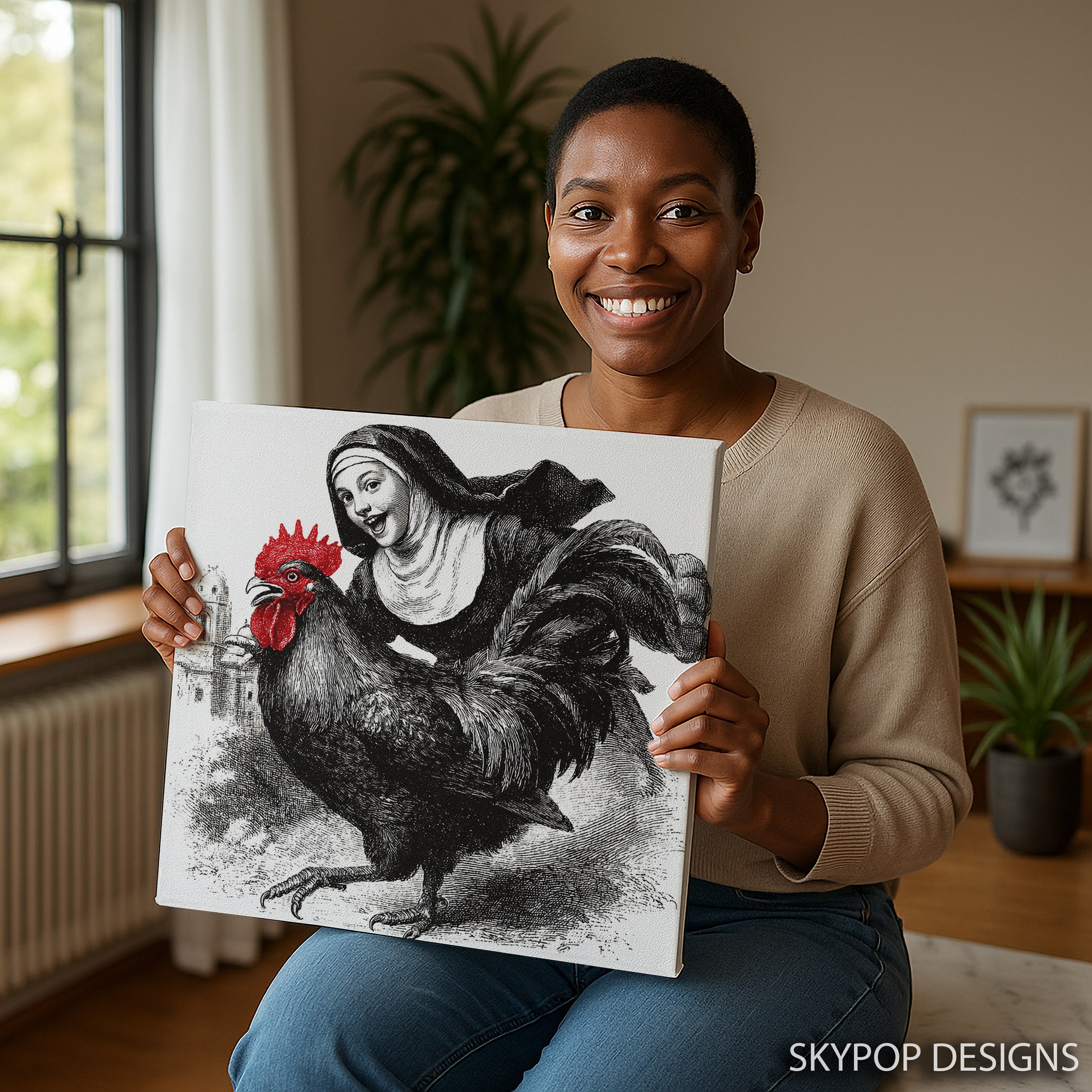 9.jpg Nun and Rooster Art