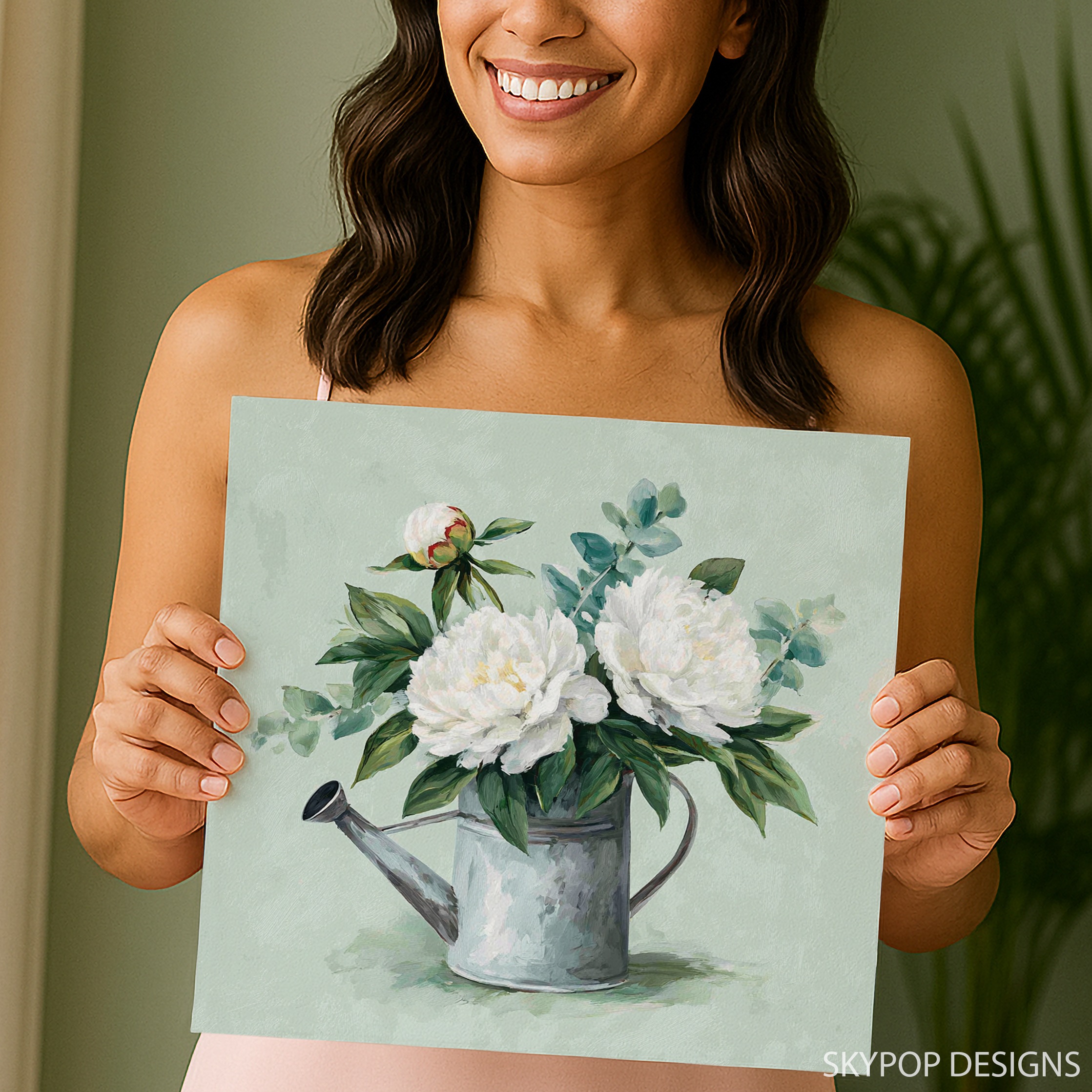 9.jpg Peony Watering Can Art