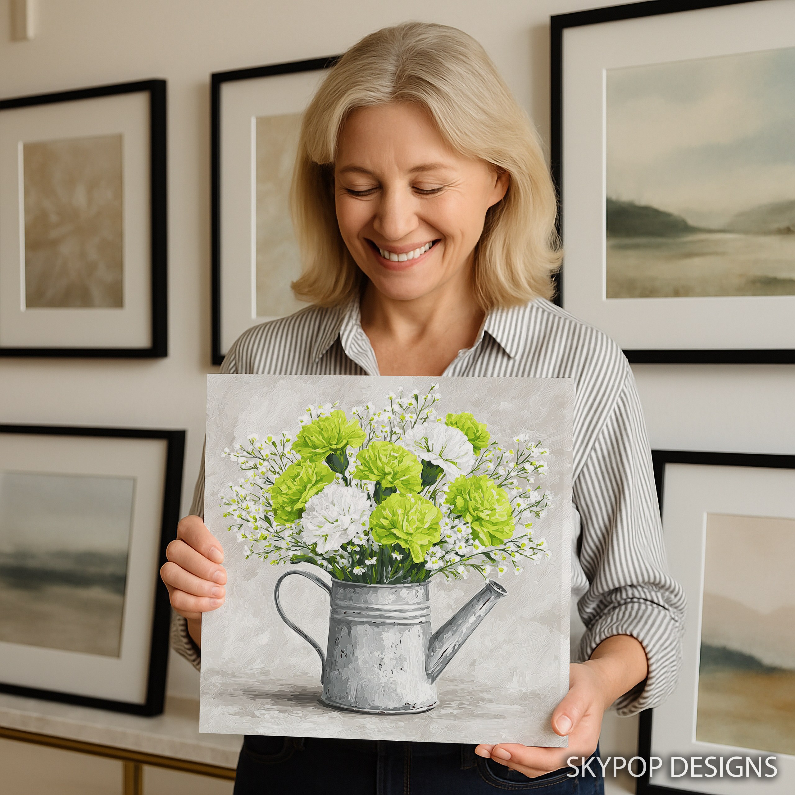 9.jpg Spring Watering Can Bouquet Art