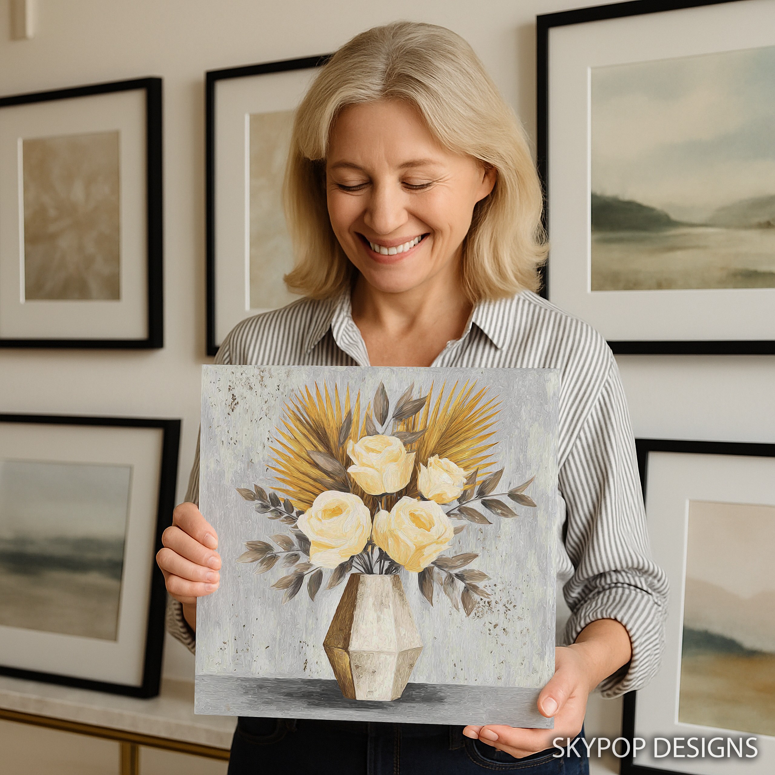 9.jpg Golden Palm Roses Art