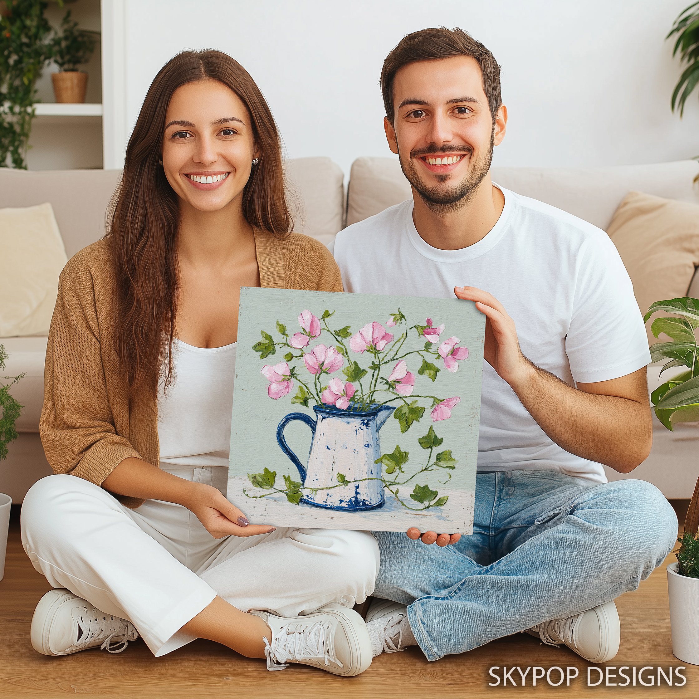 9.jpg Pink Sweet Pea Flower Art