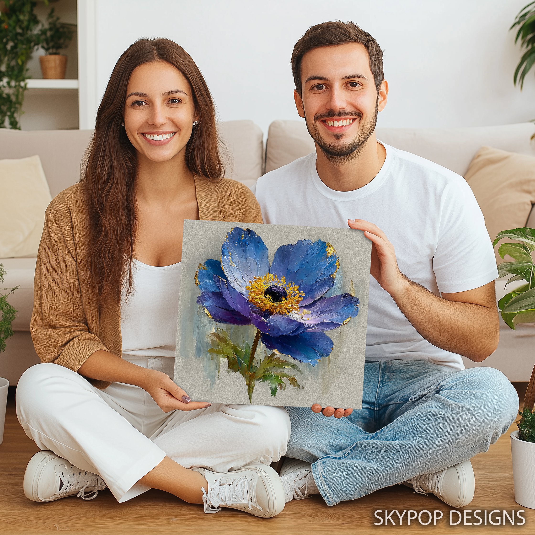 9.jpg Blue Anemone Flower Art