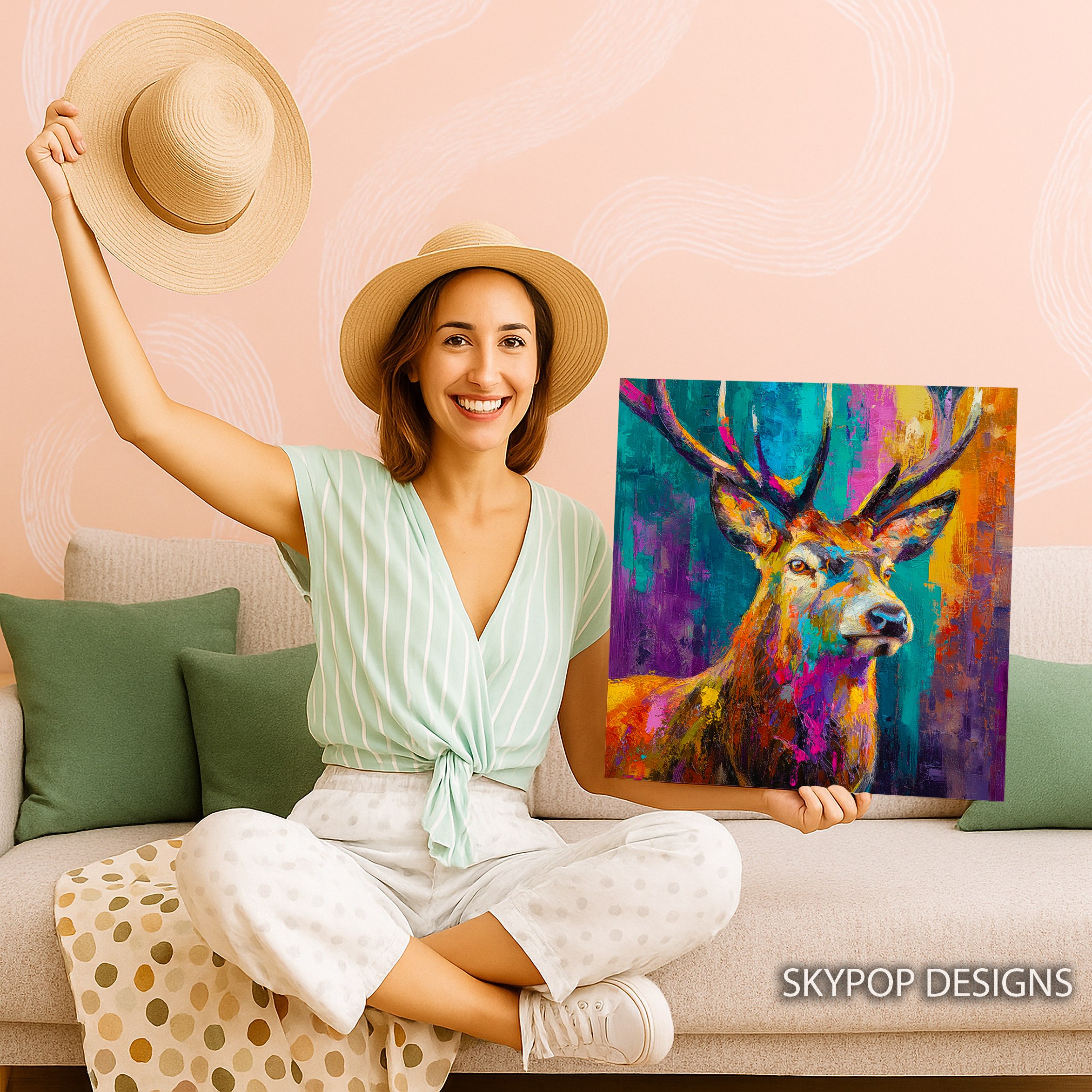 9.jpg Colorful Deer Art