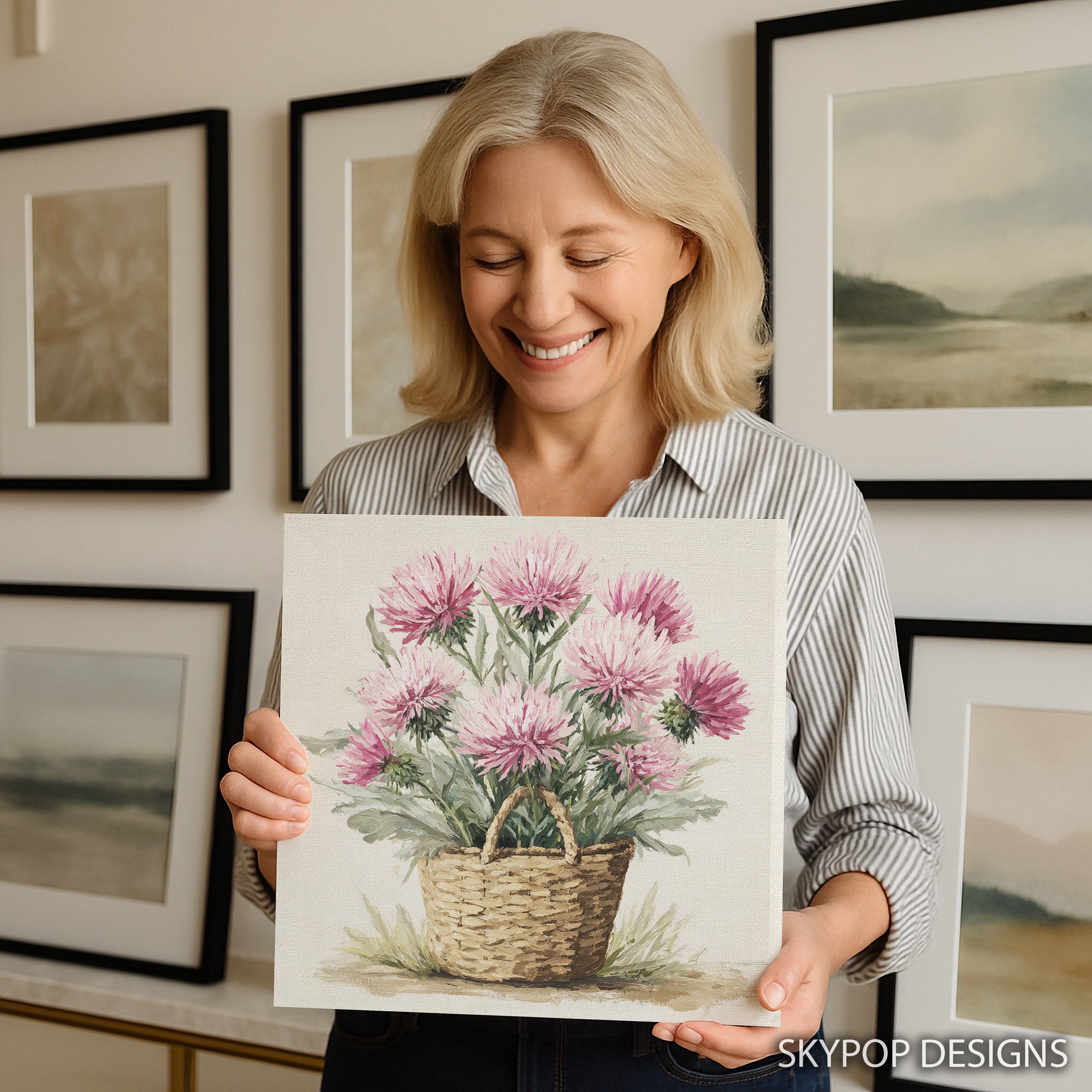 9.jpg Pink Thistle Basket Art