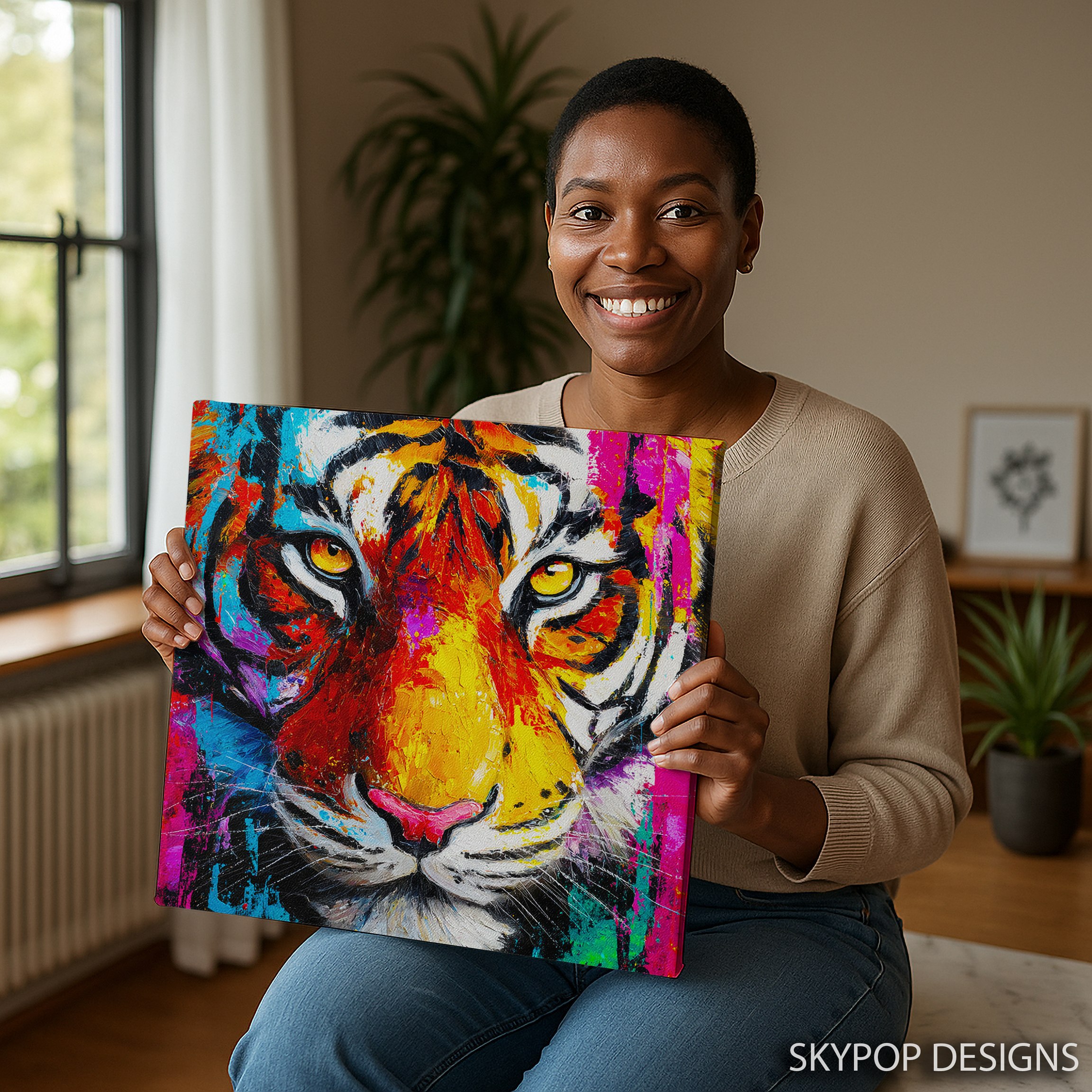 9.jpg Colorful Tiger Face Art