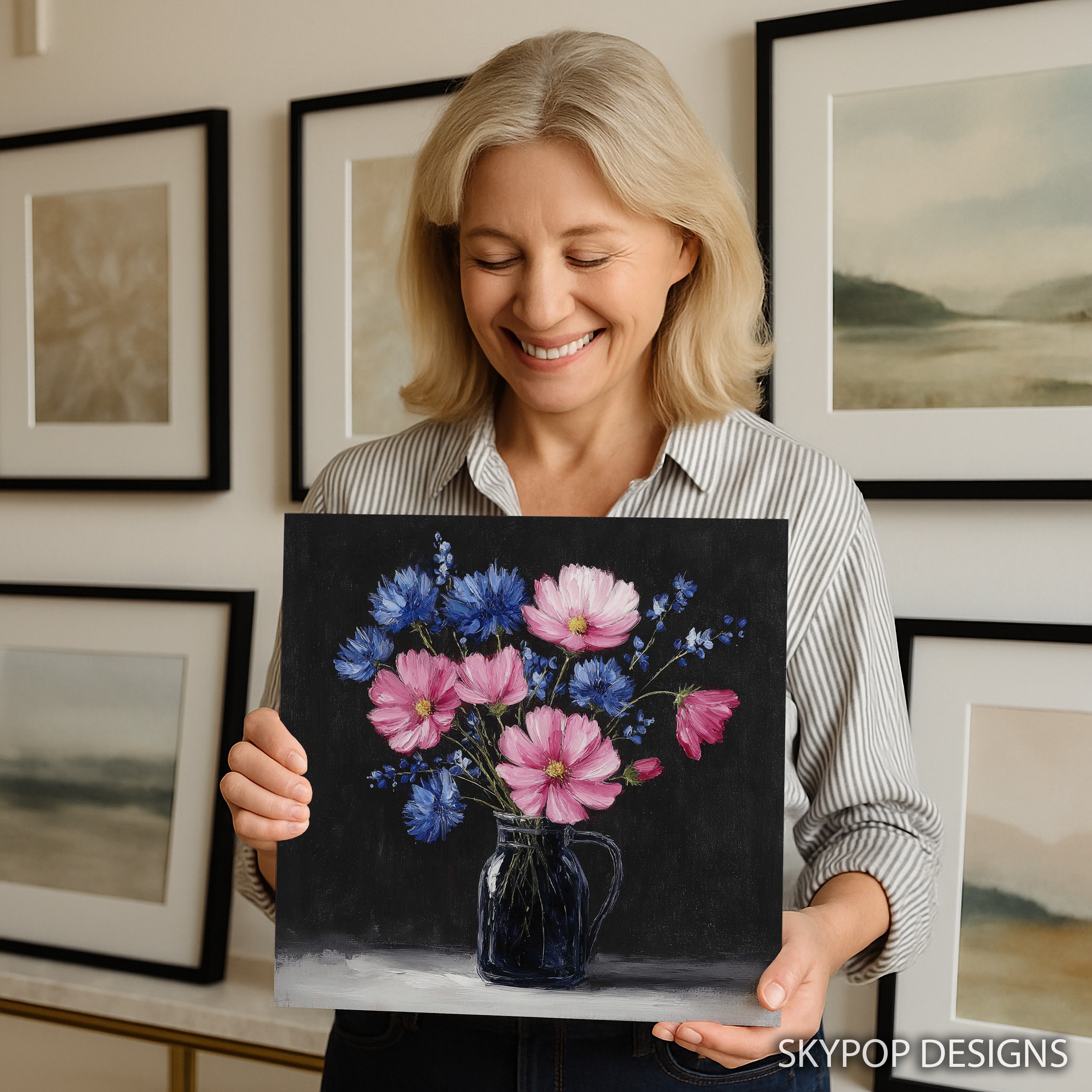 9.jpg Pink and Blue Wildflower Bouquet Art