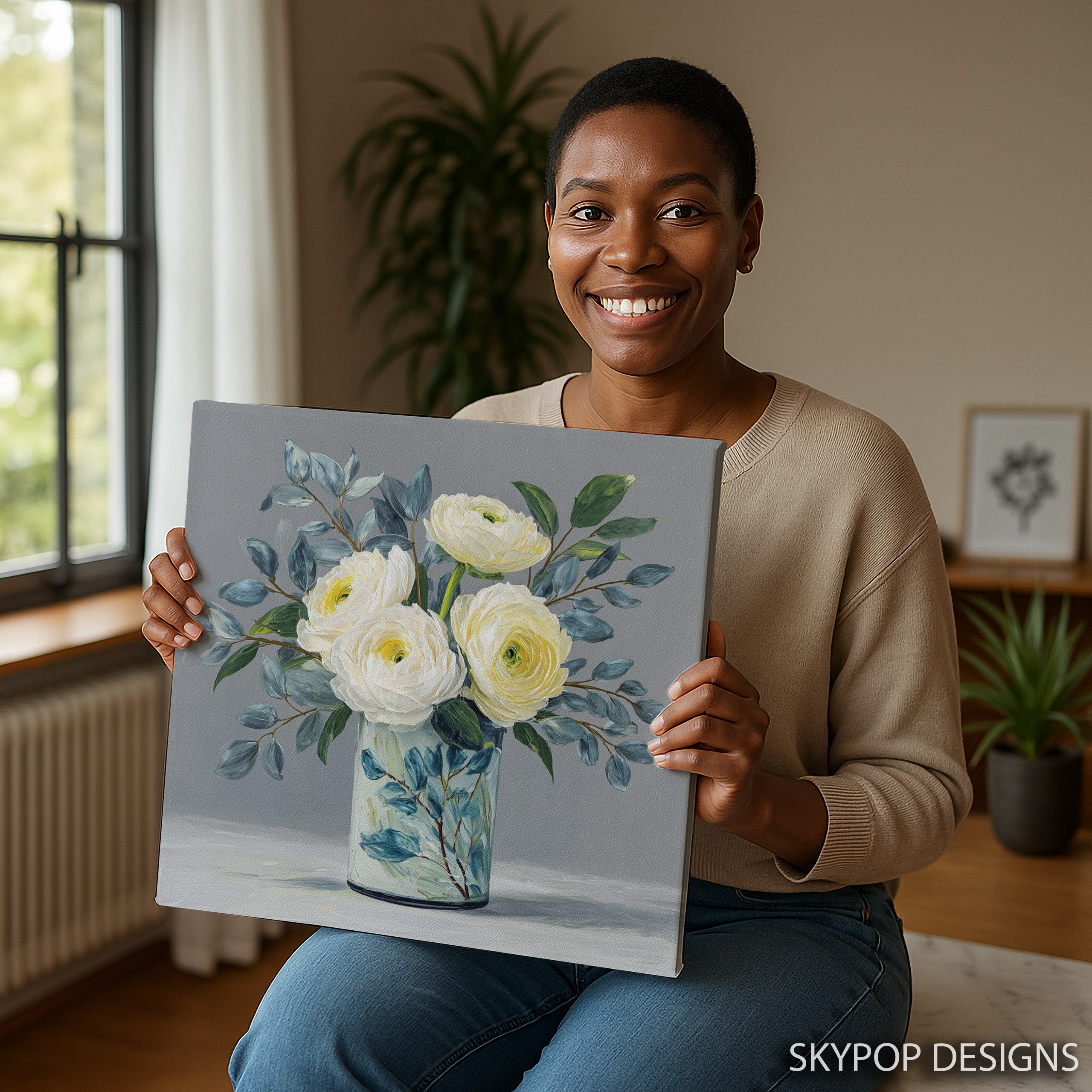 9.jpg White Ranunculus Bouquet Art