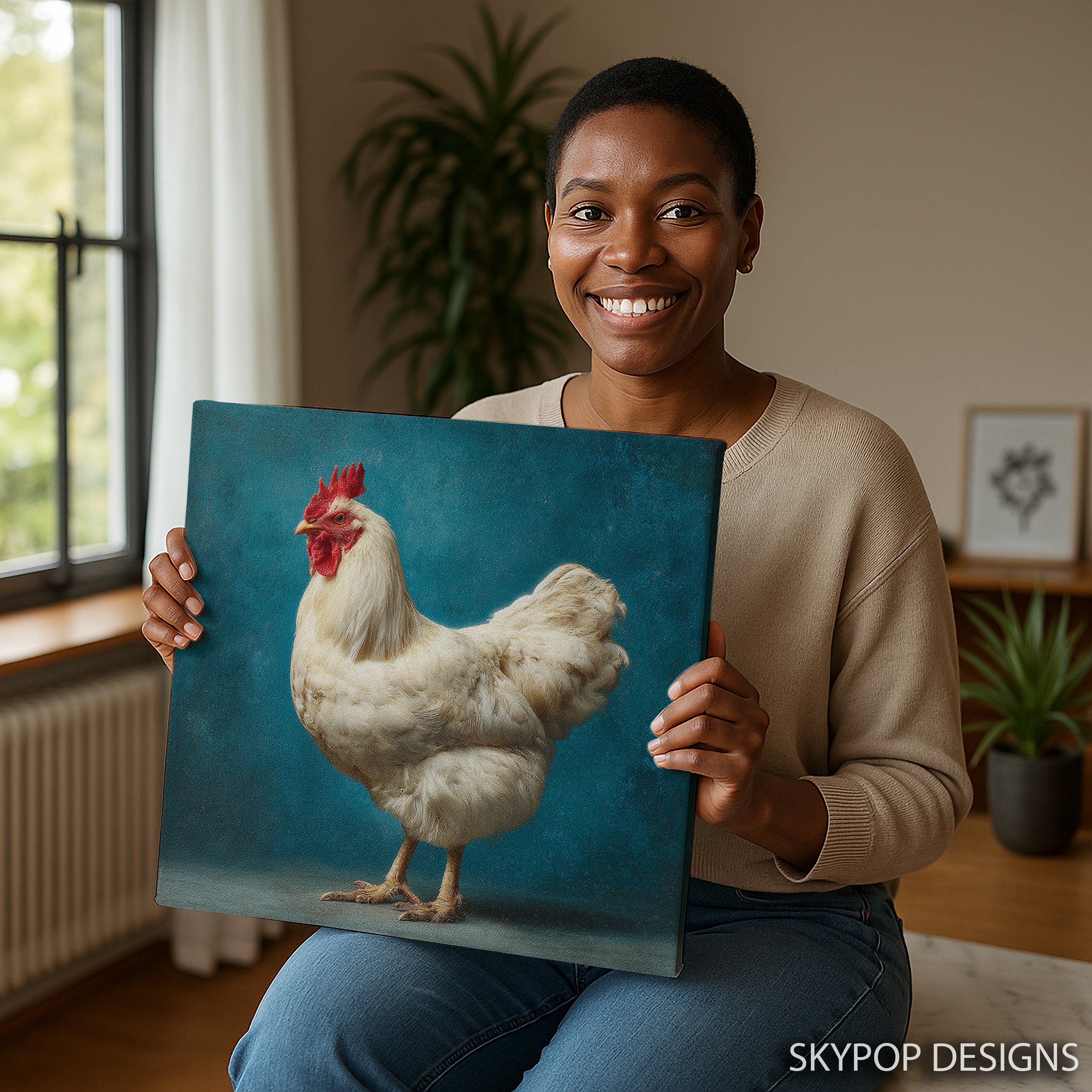 9.jpg White Rooster Art