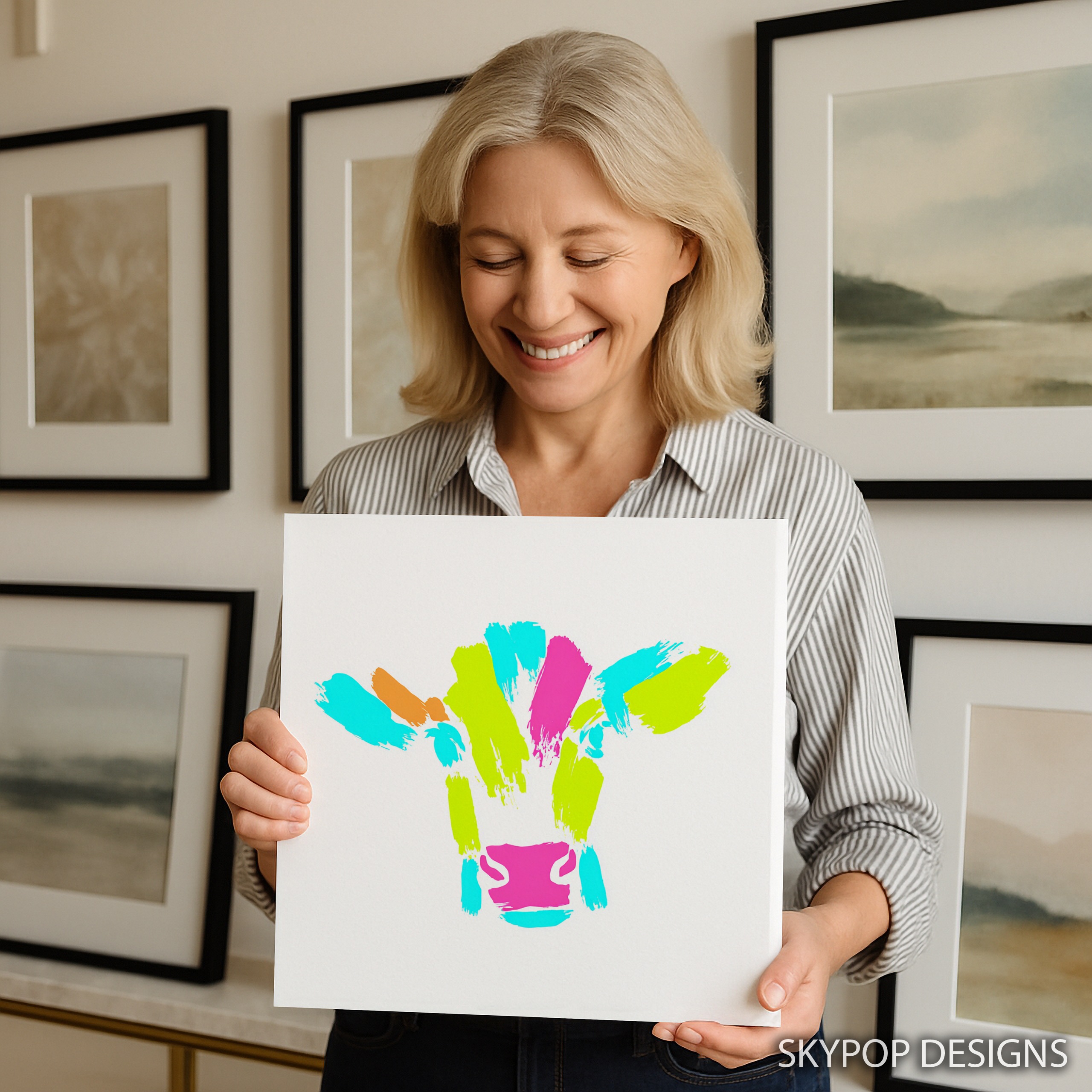 9.jpg Colorful Cow Art