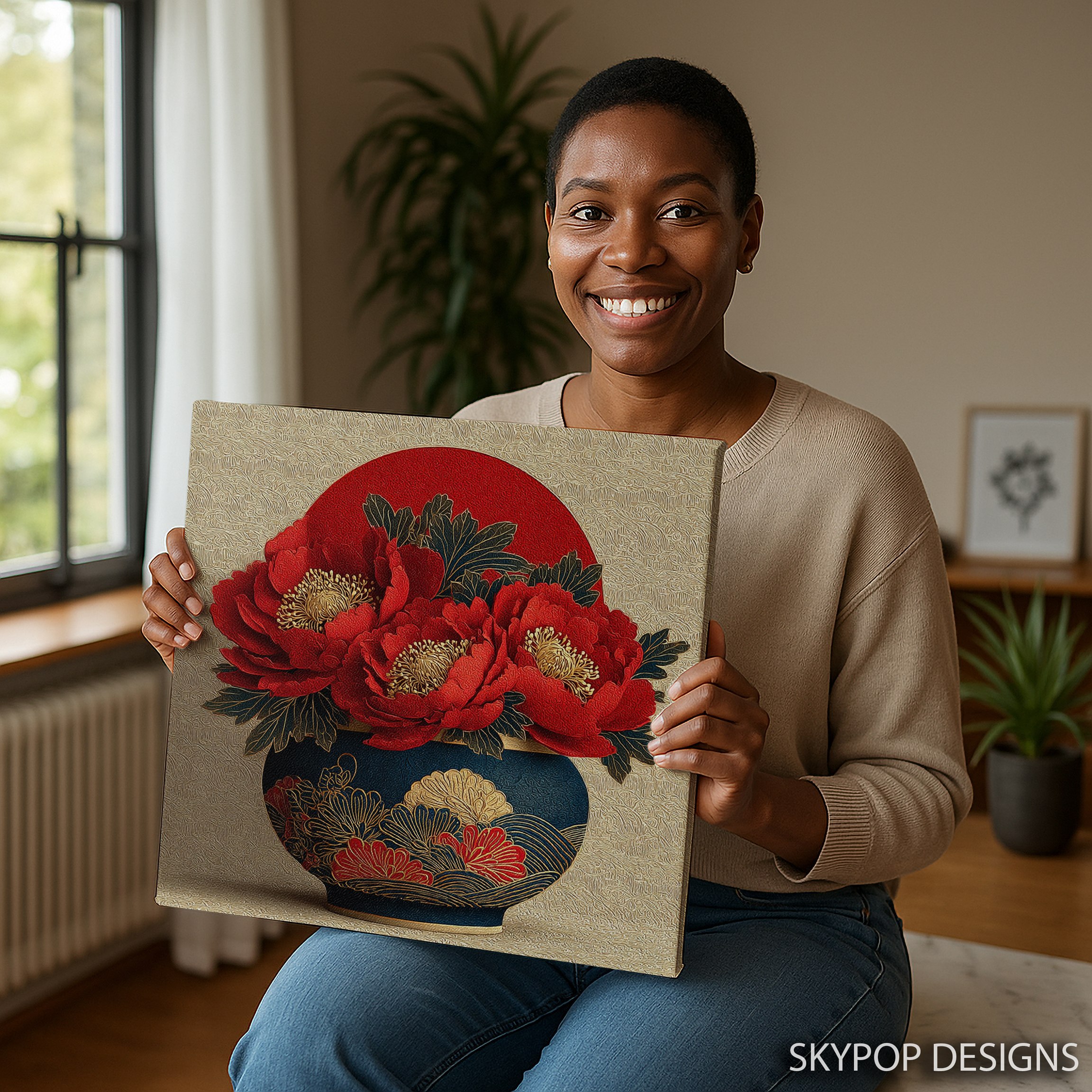 9.jpg Vibrant Peony Vase Art