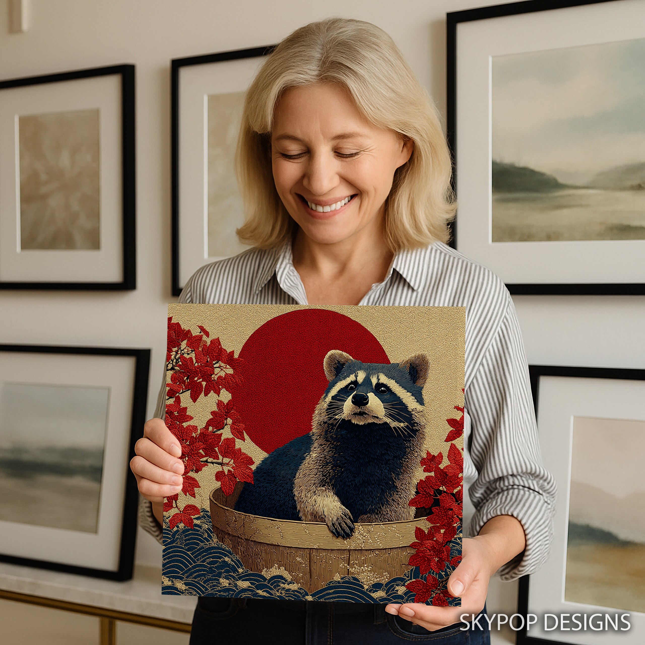 9.jpg Raccoon Red Sun Art
