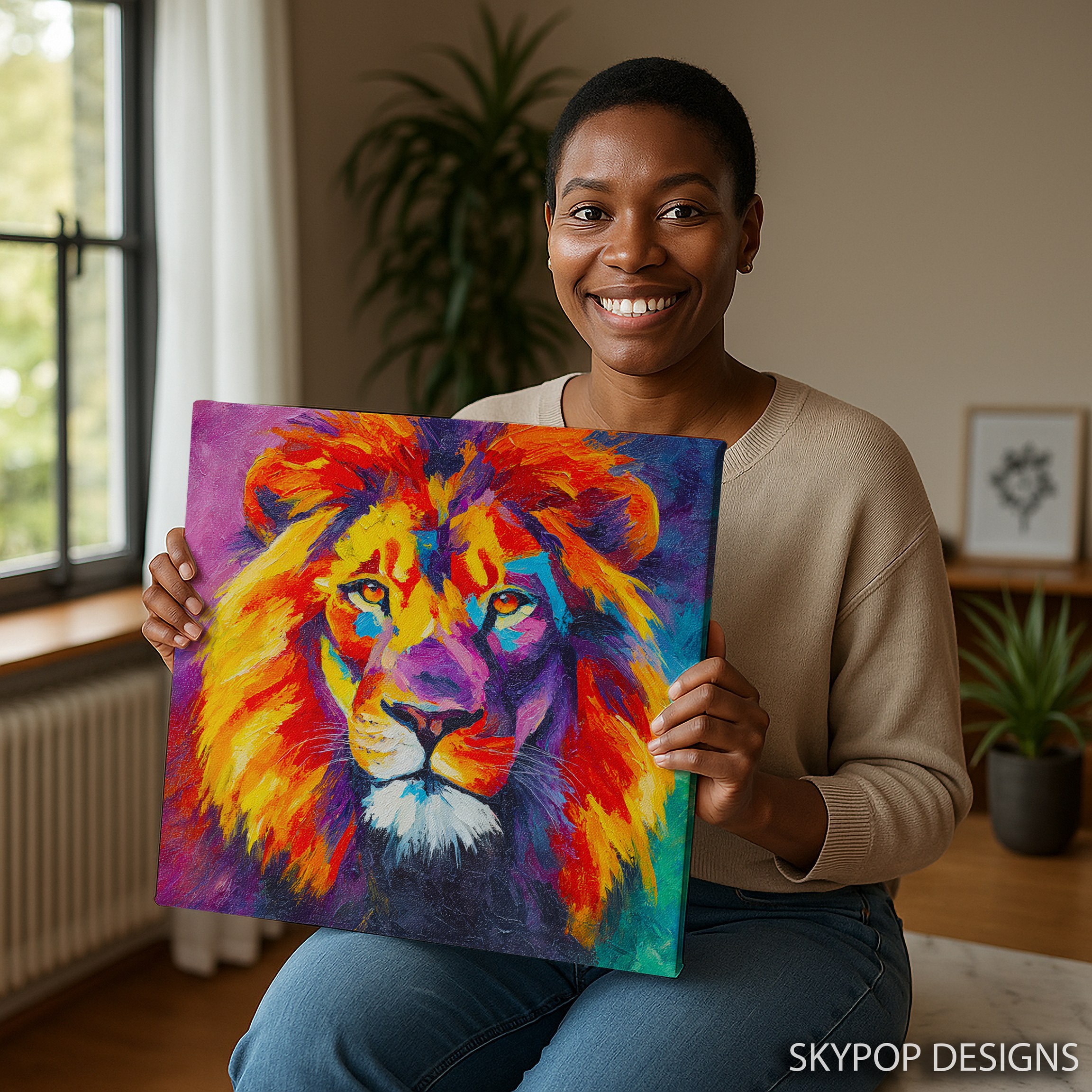 9.jpg Colorful Lion Art