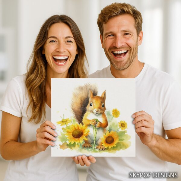 Squirrel Sunflower Art