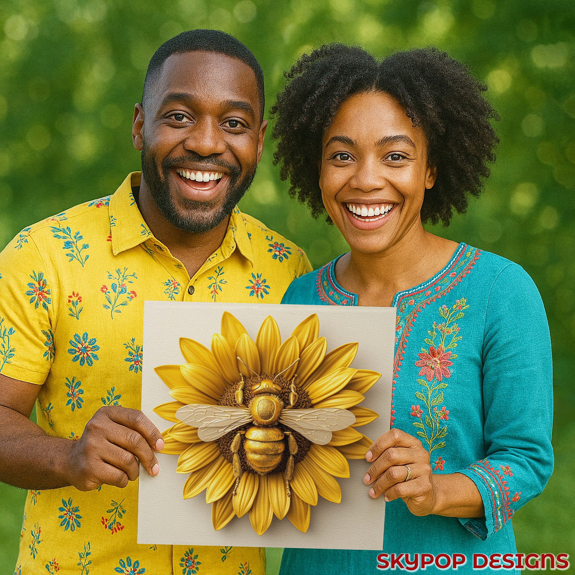 9.jpg Golden Bee Sunflower Art