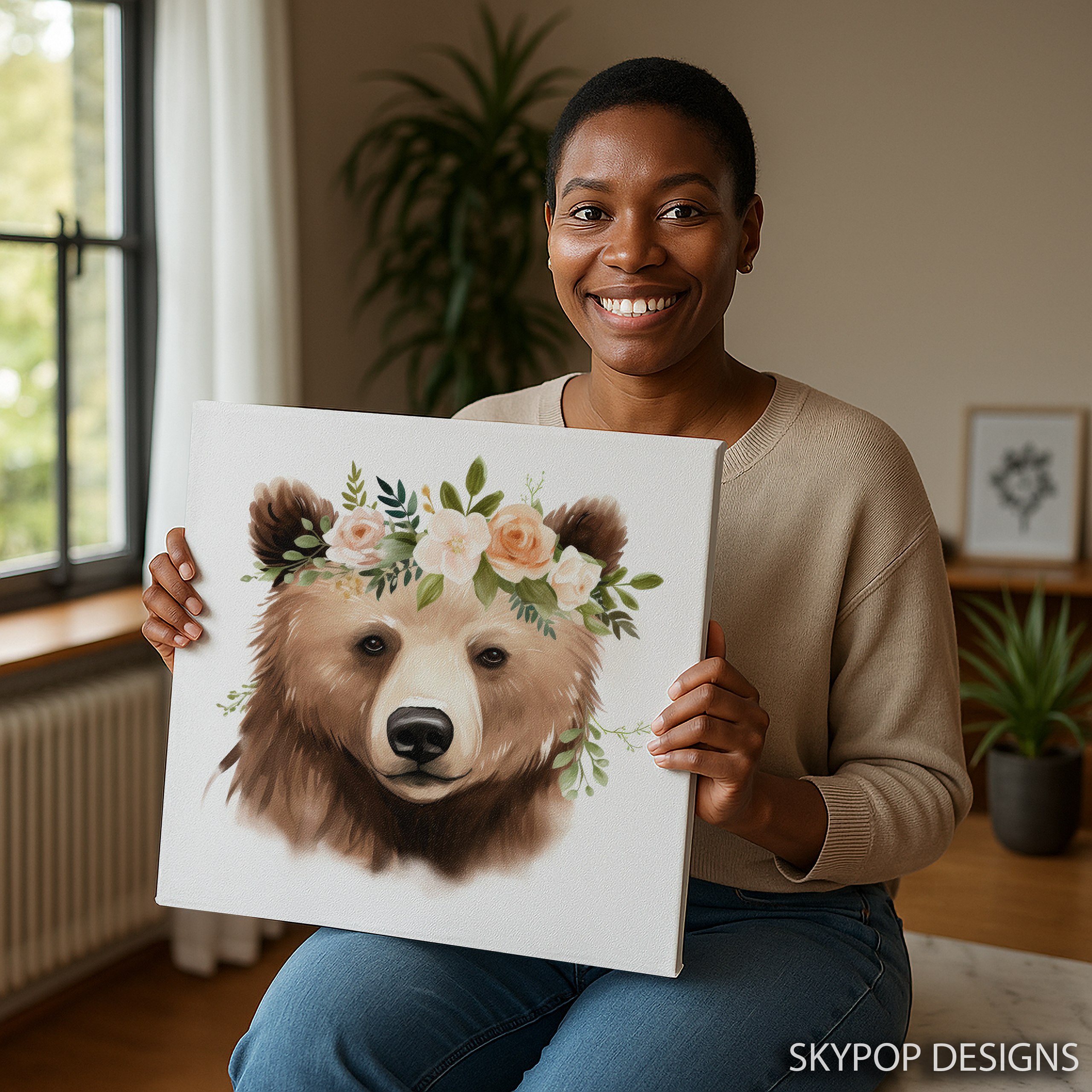 9.jpg Bear Floral Crown Art